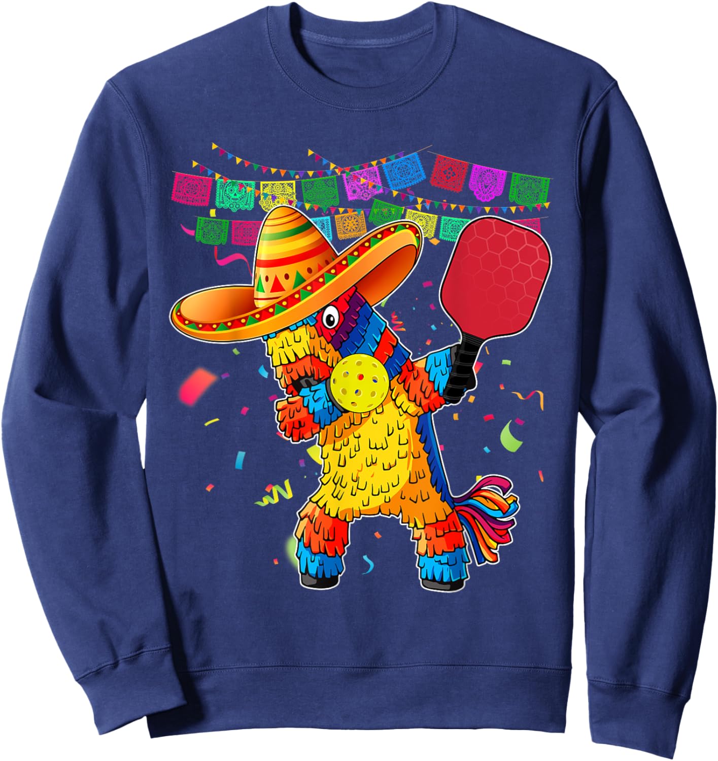 Dabbing Pinata Sombrero Pickleball Player Fan Cinco De Mayo Sweatshirt - Sweatshirt | Navy