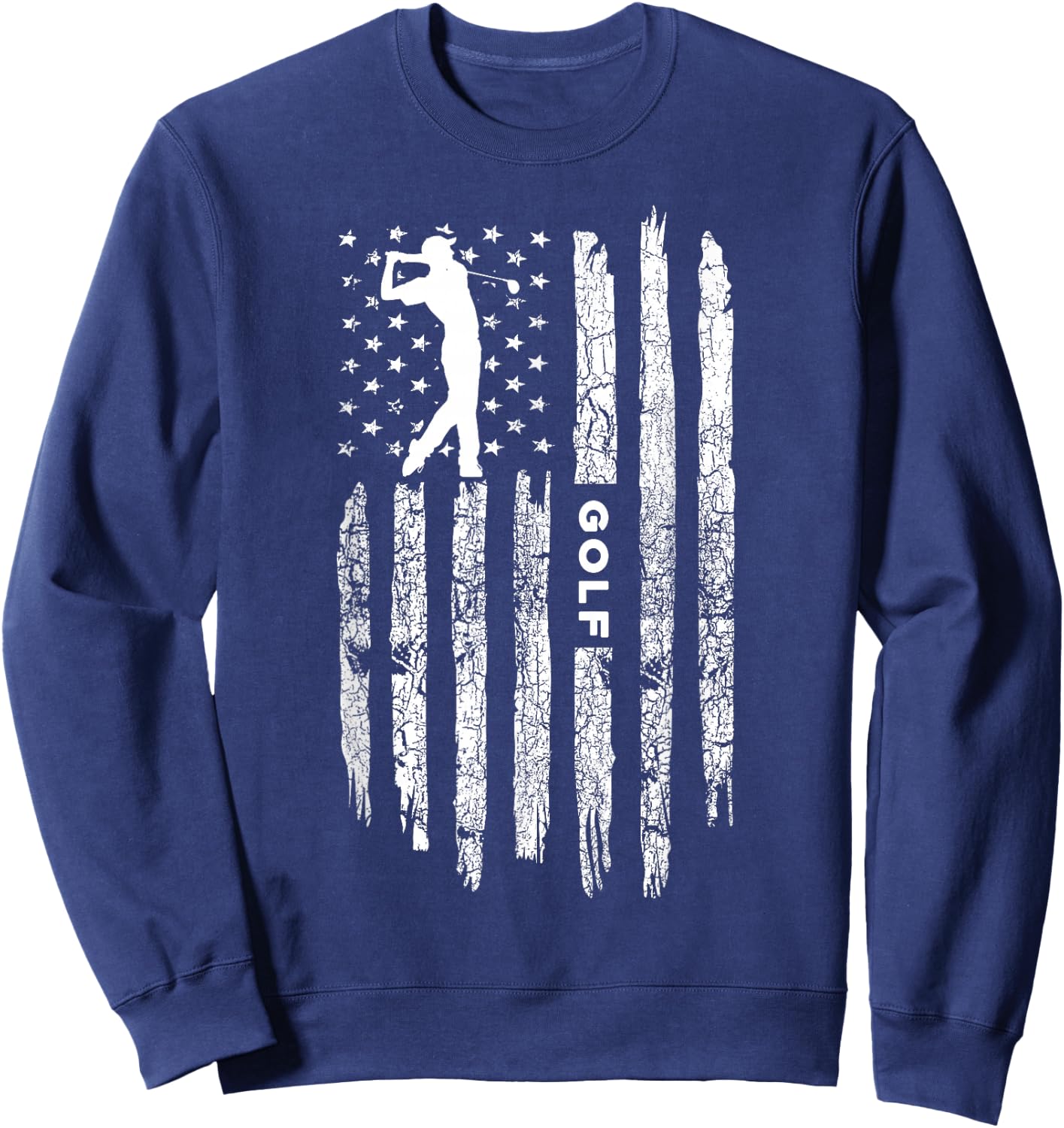 American Flag Golf Clothing - Golfer Vintage Golf Small Sweatshirt - Sweatshirt | Navy