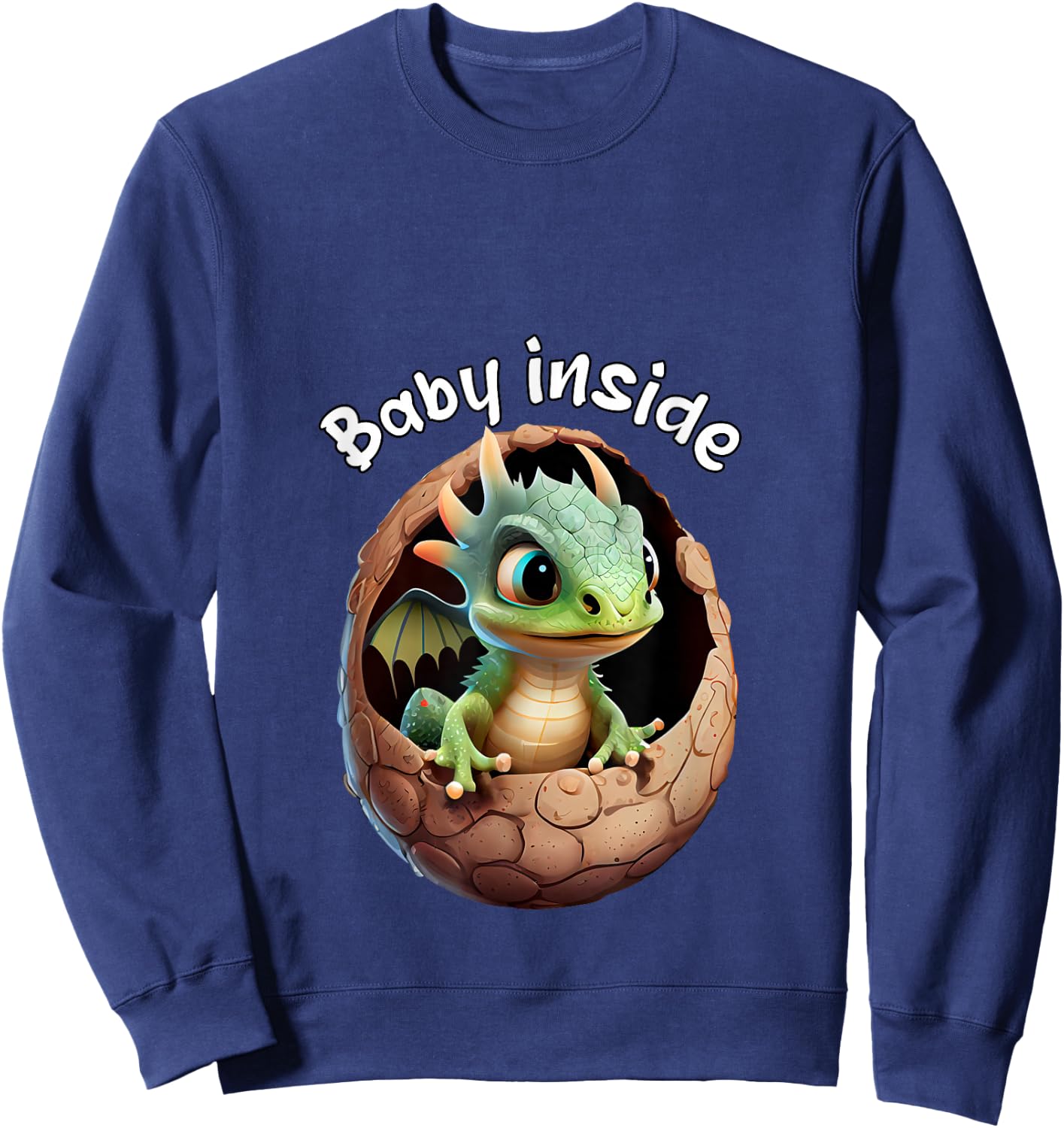 Baby Inside. Baby cute Dragon In Eggshell. Funny Baby Sweatshirt - Sweatshirt | Navy