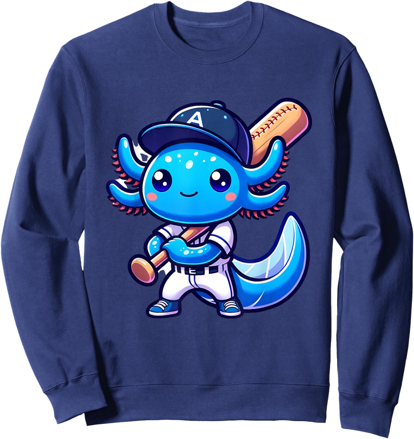 Funny axolotl baseball player catcher boys girls Sweatshirt - Sweatshirt | Navy