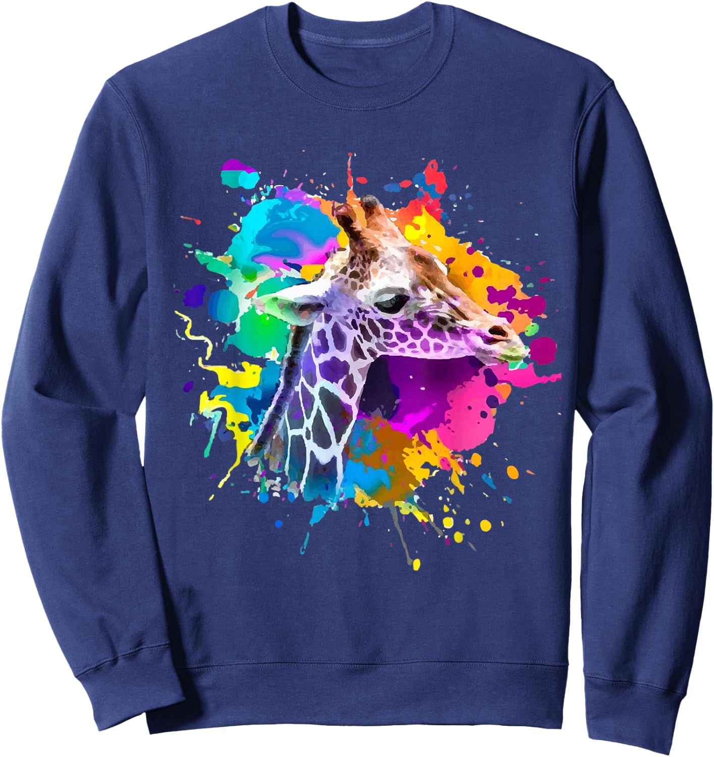 Colorful Giraffe Graphic Cute Giraffe cool Animal lover Sweatshirt - Sweatshirt | Navy
