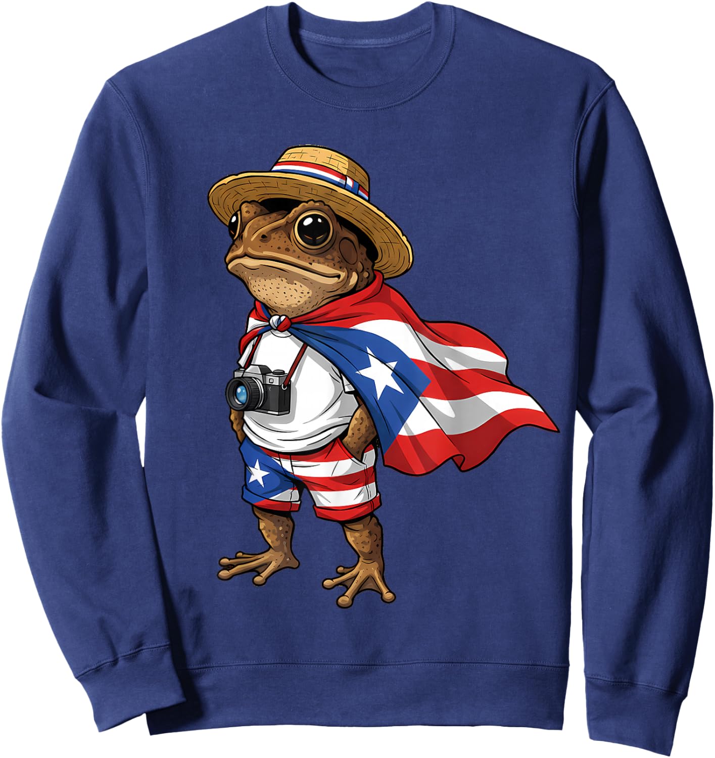 Coqui Frog Puerto Rico Taino Puerto Rican Flag Boricua Sweatshirt - Sweatshirt | Navy