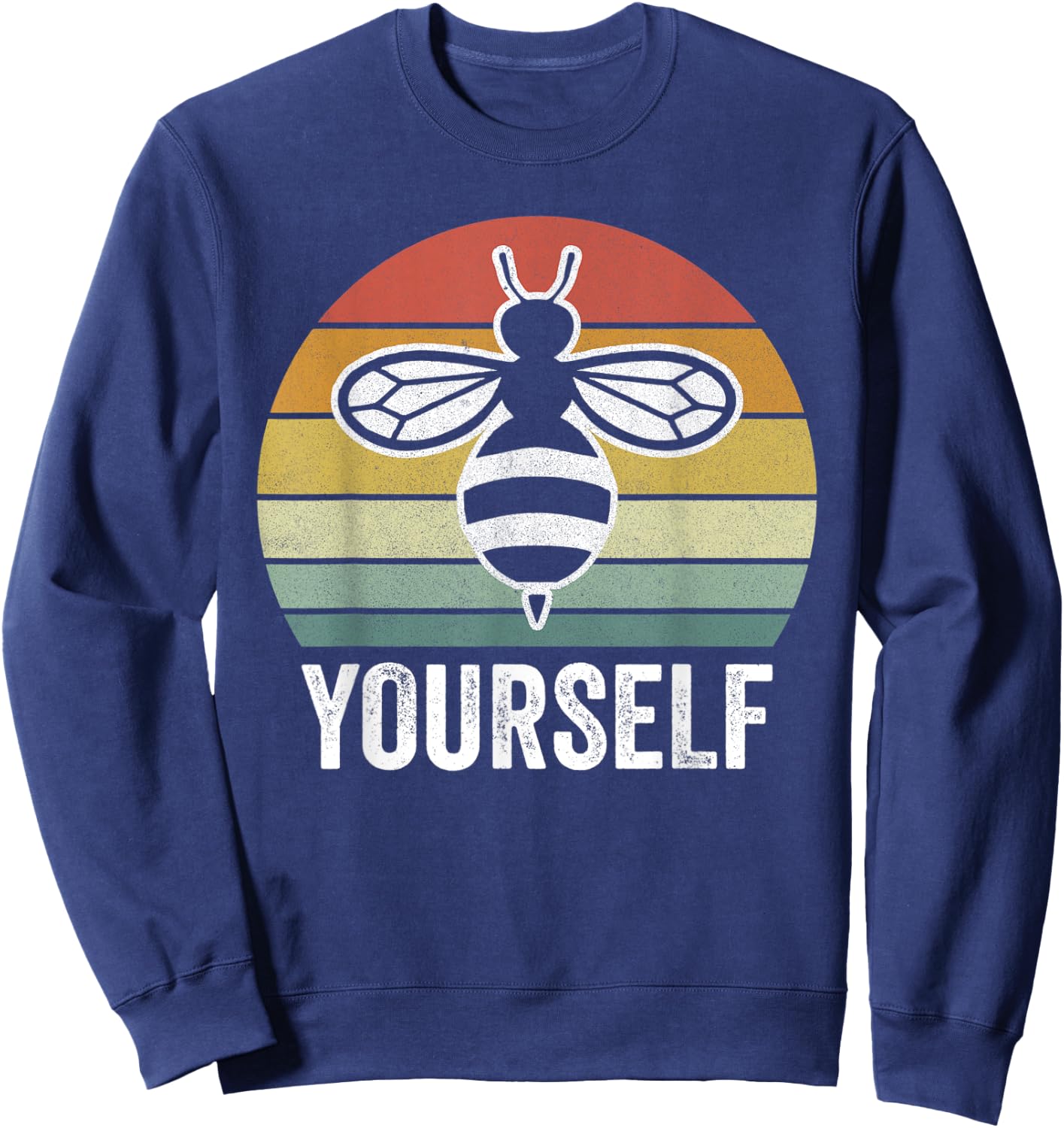 Retro Be Yourself Bee Shirt Funny Bee Lover Gifts Beekeeper Sweatshirt - Sweatshirt | Navy