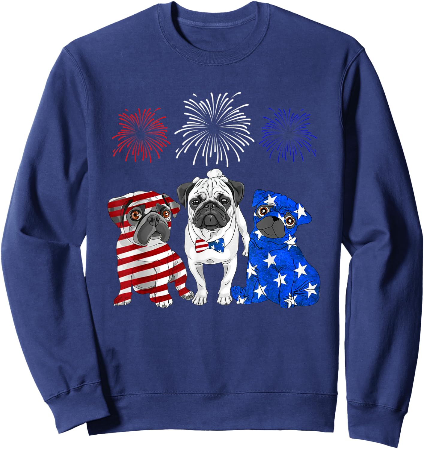 Pug america 4th of july National Day Sweatshirt - Sweatshirt | Navy