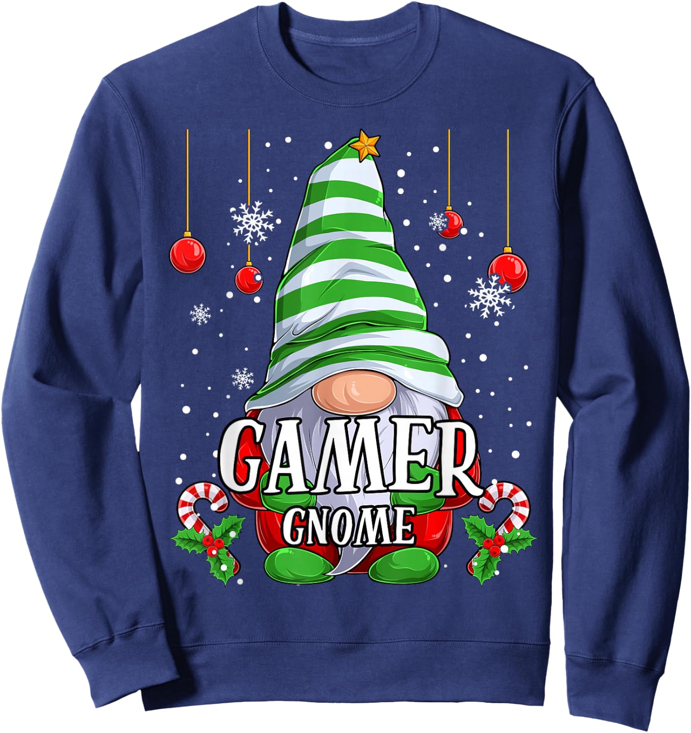 Gamer Gnome christmas pajamas matching family group Sweatshirt - Sweatshirt | Navy