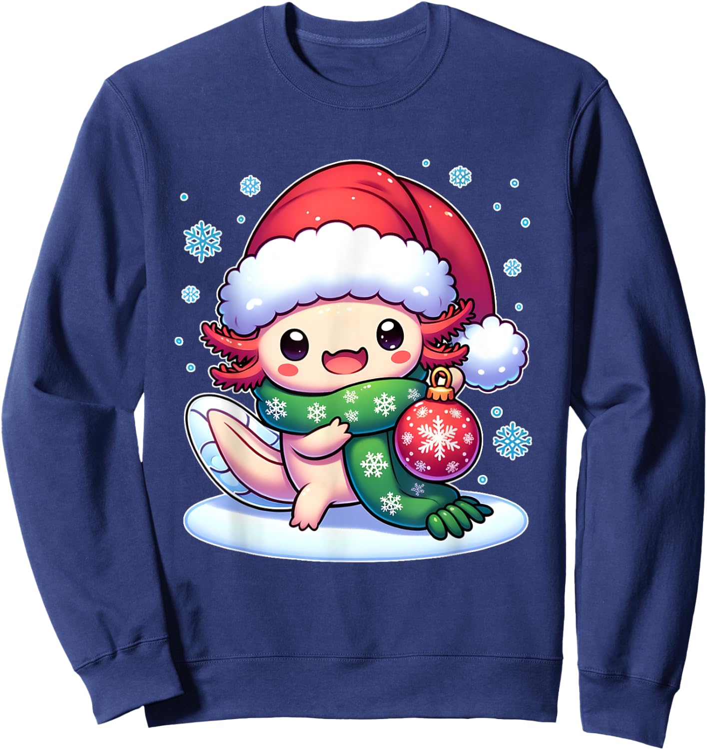 Santa axolotl Funny cute xmas funny christmas Sweatshirt - Sweatshirt | Navy