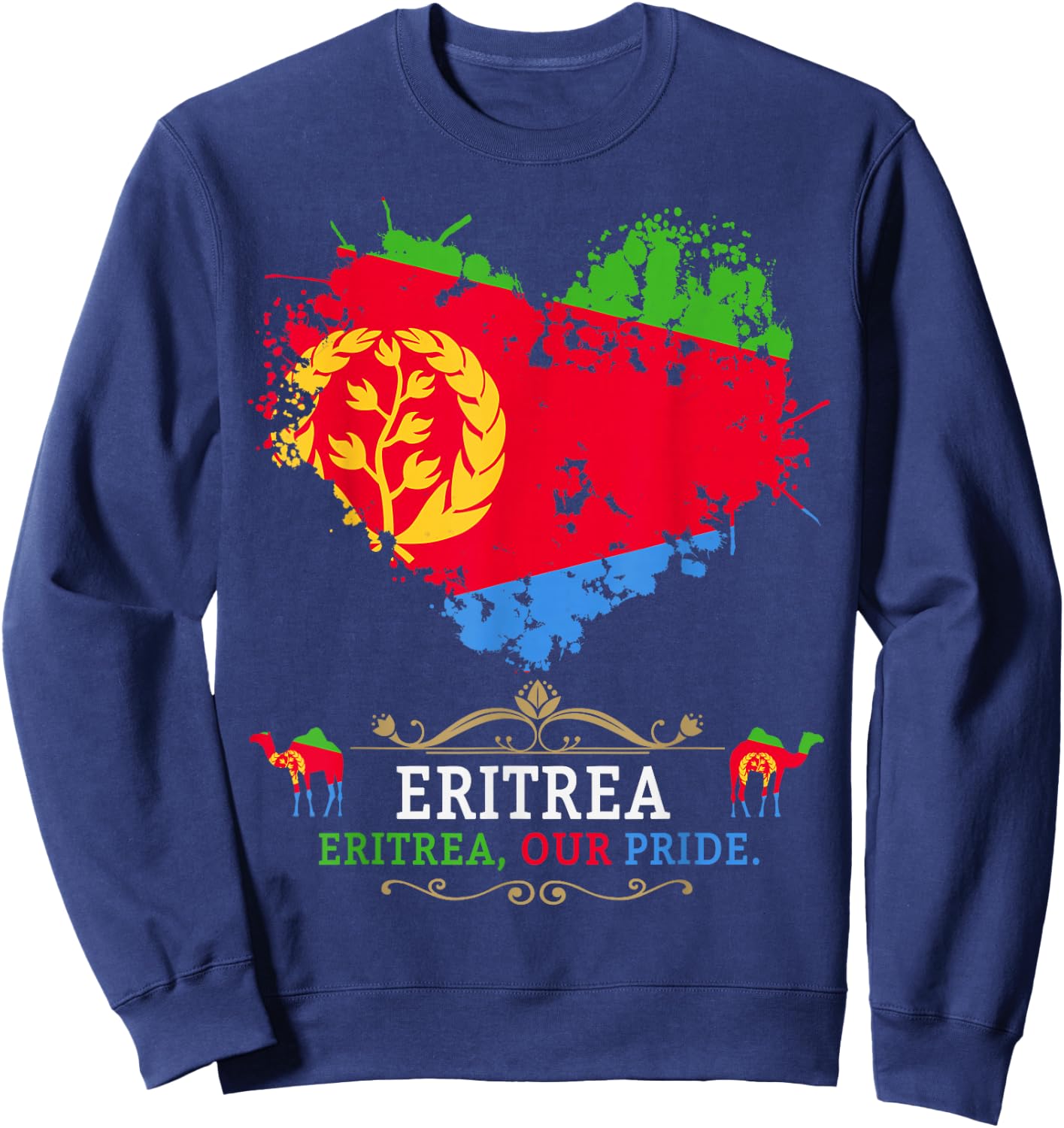 Eritrea Flag Outfit Ideas For Kids & Camel Eritrean Flag Sweatshirt - Sweatshirt | Navy