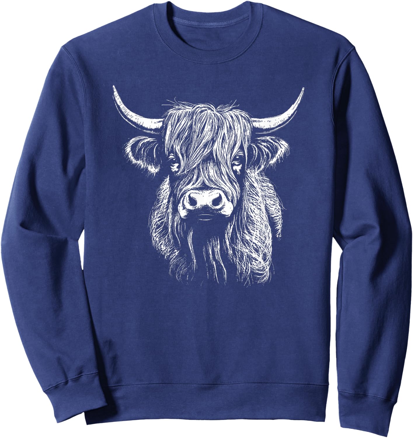 Scottish Highland Cattle Cow Drawing Sweatshirt - Sweatshirt | Navy
