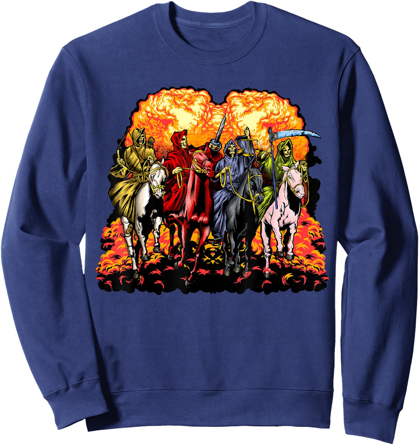 4 Horsemen Of The Apocalypse Revelation 6:1-8 Jesus Gift Sweatshirt - Sweatshirt | Navy