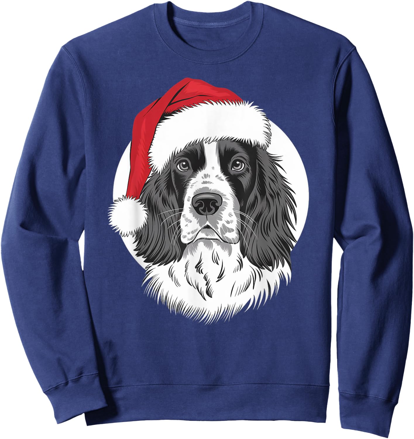 Springer Santa Dog on English Springer Spaniel Christmas Men Women Kids Sweatshirt - Sweatshirt | Navy
