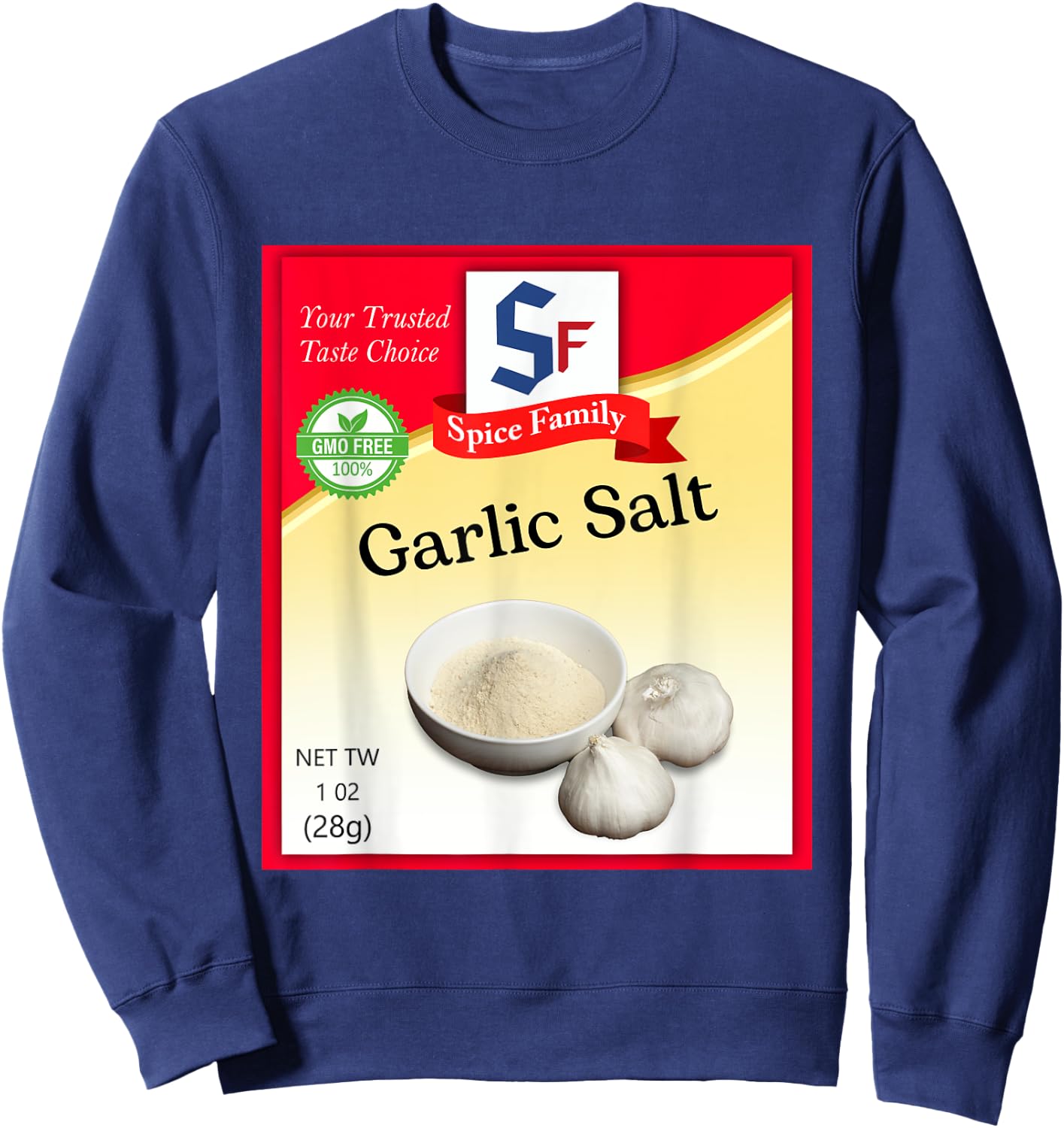 Garlic Salt Condiment Costume Holiday Spice Group Costumes Sweatshirt - Sweatshirt | Navy