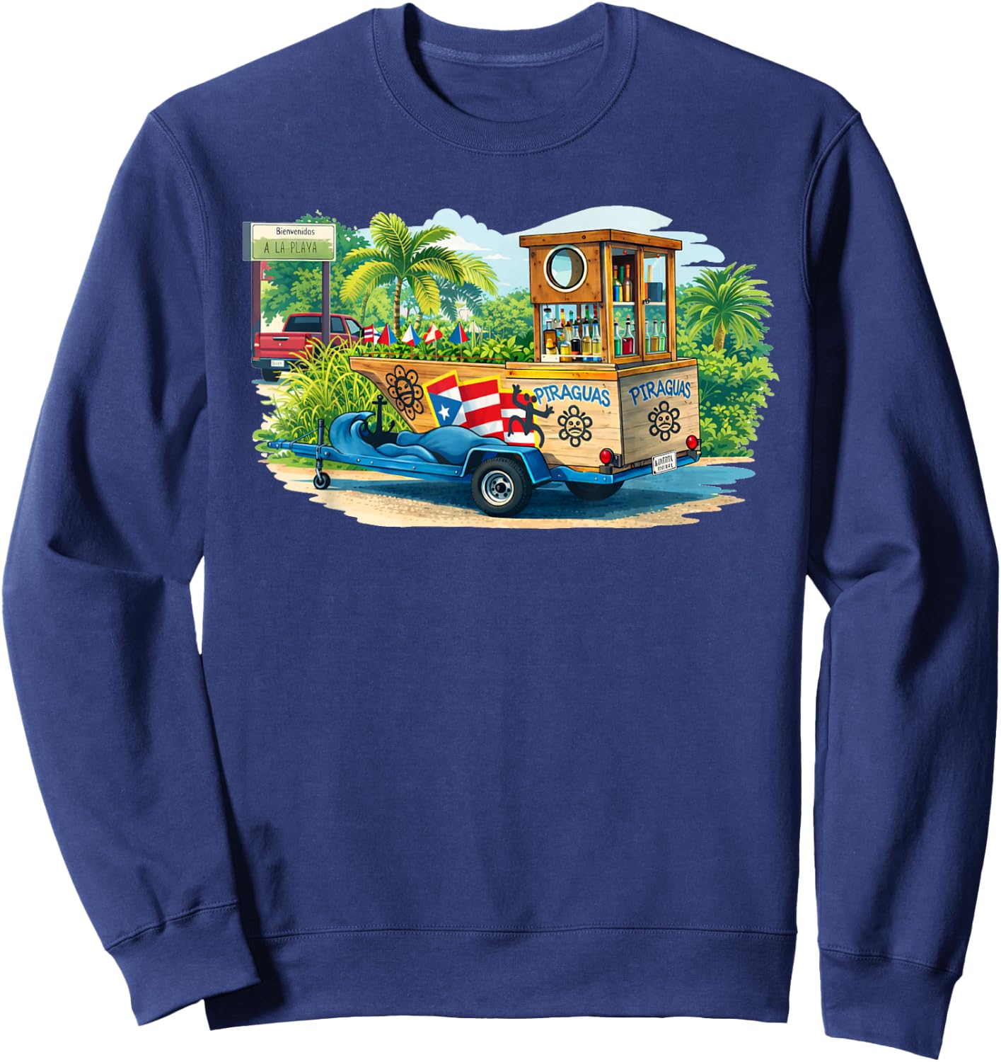 Puerto Rico Piragua Shaved Ice Cart Tropical Beach Design Sweatshirt - Sweatshirt | Navy