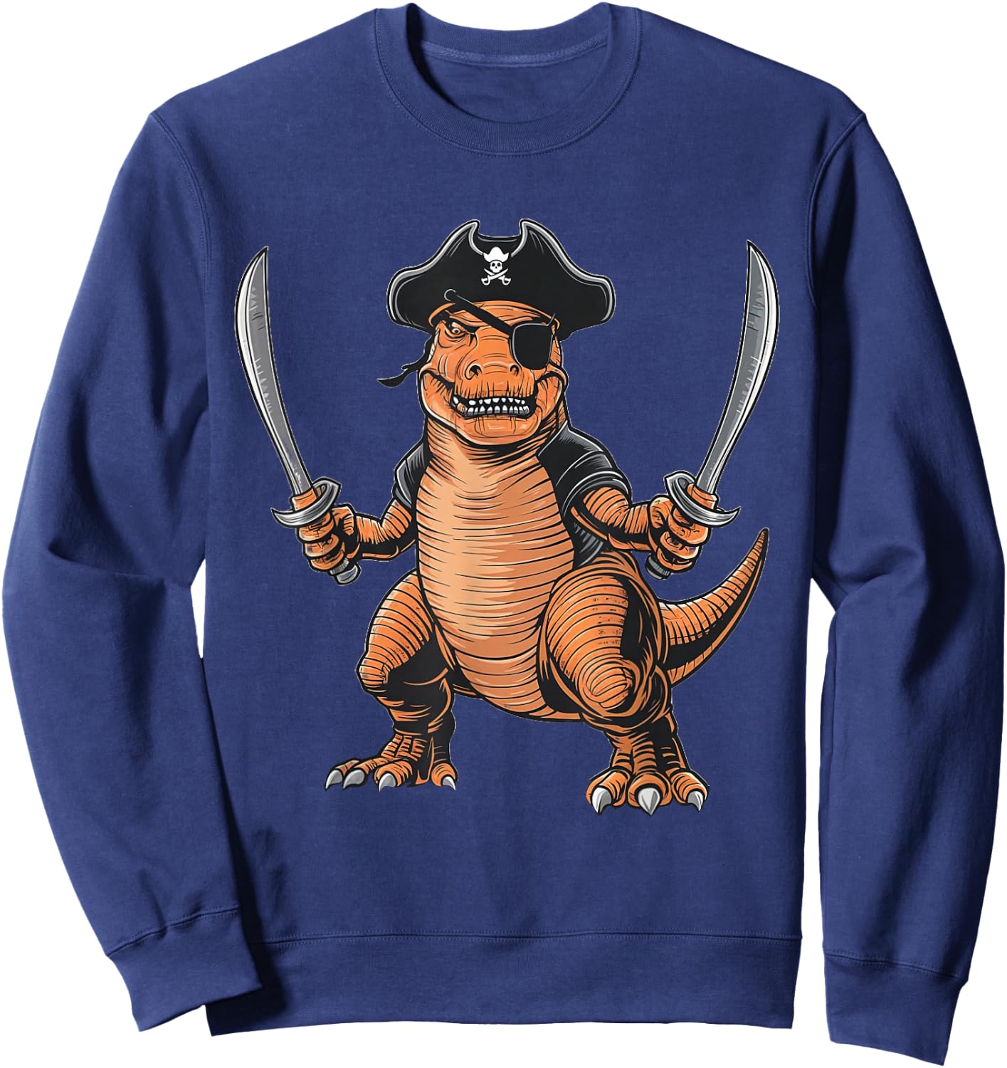 Pirate Dinosaur T Rex Funny Halloween Tyrannosaurus Costume Sweatshirt - Sweatshirt | Navy