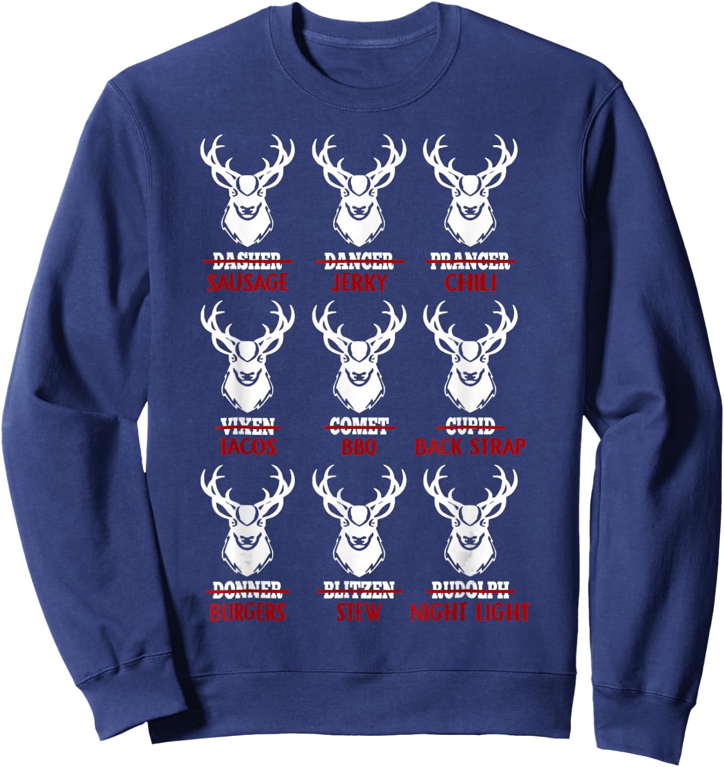 Funny Christmas Deer Bow Hunting Santa Men Women Hunter Sweatshirt - Sweatshirt | Navy