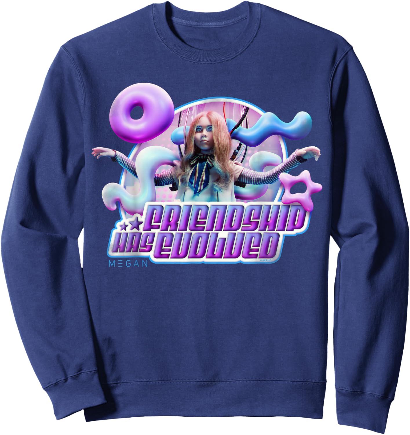 M3GAN Friendship Has Evolved Y2K Cyber Pop Style Sweatshirt - Sweatshirt | Navy
