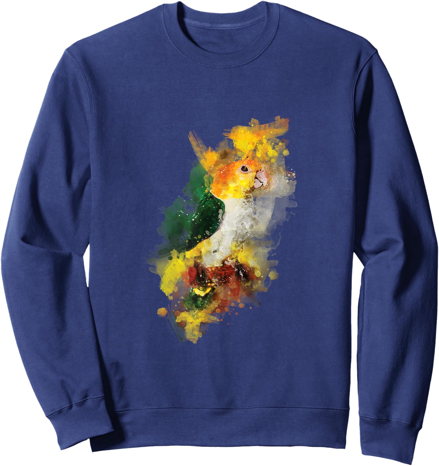 Watercolor Caique Parrot Sweatshirt - Sweatshirt | Navy