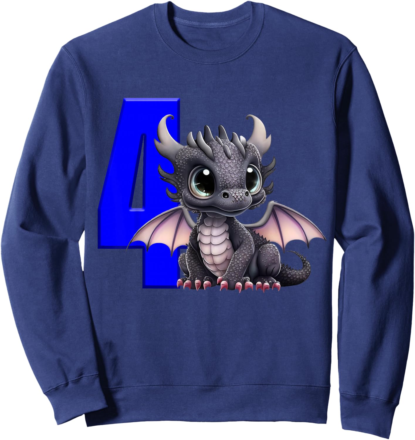 4th Birthday Shirt Dragon Party Birthday Boy Toddler Four Sweatshirt - Sweatshirt | Navy