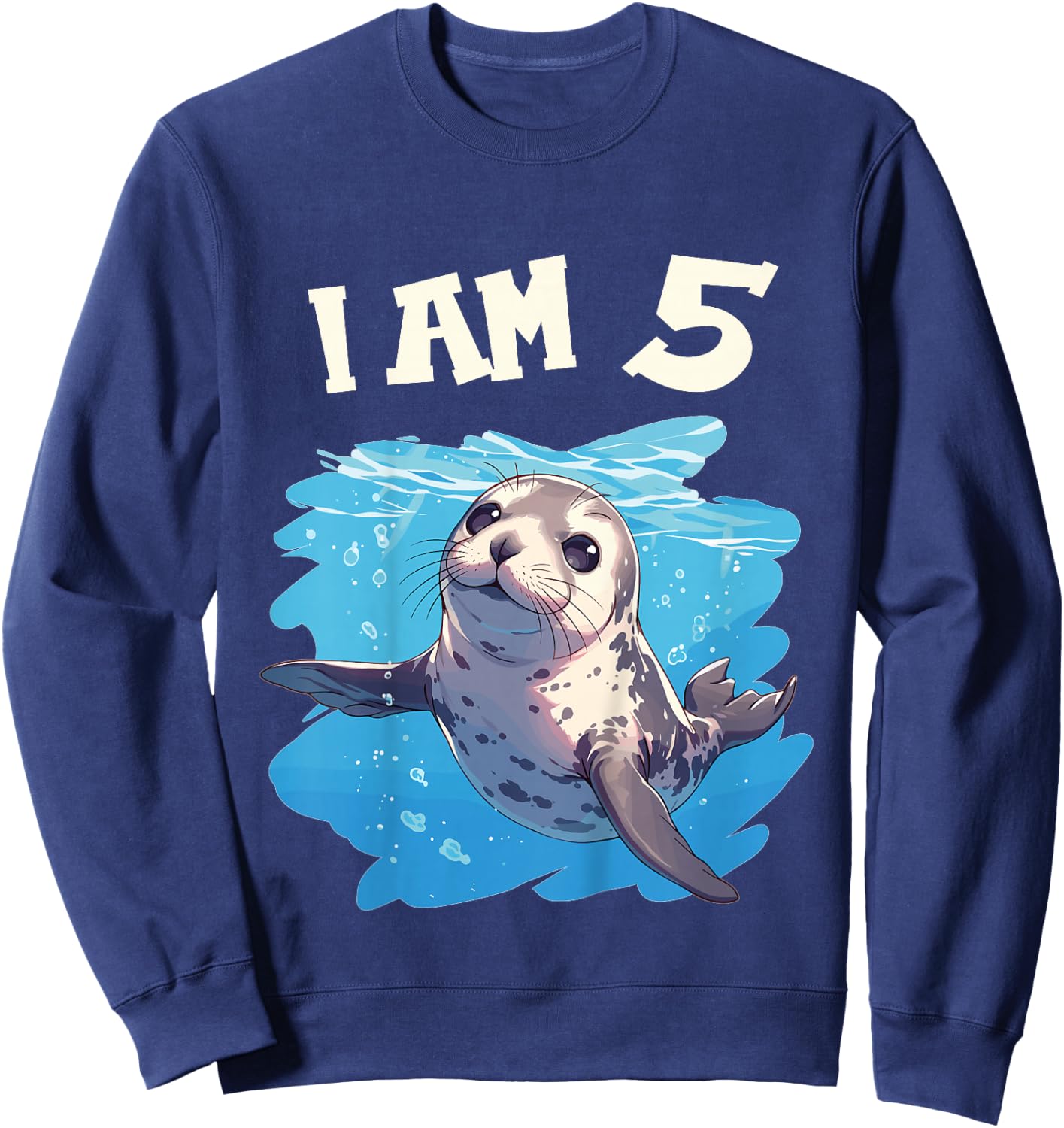 Kids 5 Years old 5 birthday Seals Boy Girl Seal Sweatshirt - Sweatshirt | Navy