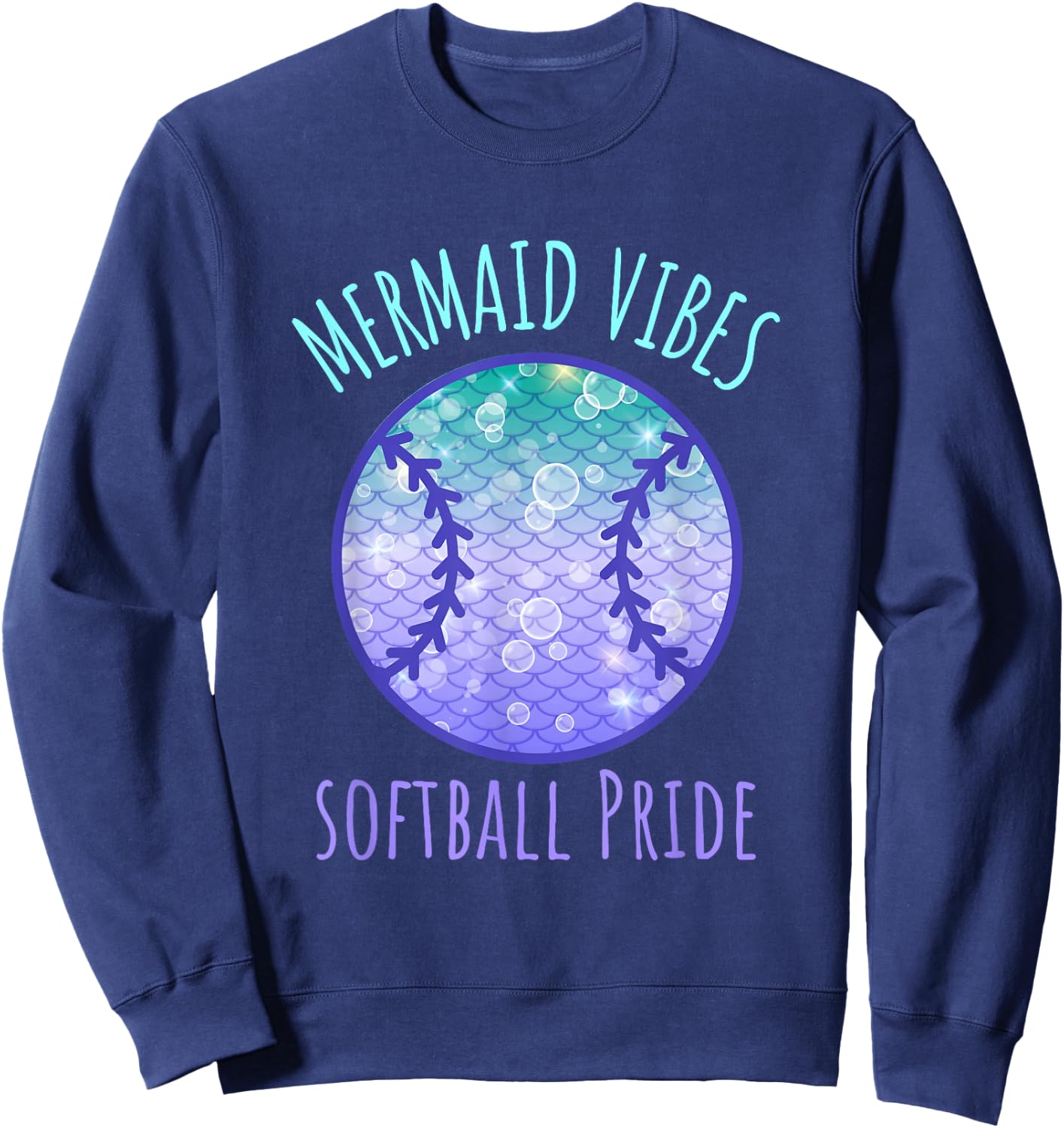 Softball Girl Mermaid Vibes Matching Team Sweatshirt - Sweatshirt | Navy