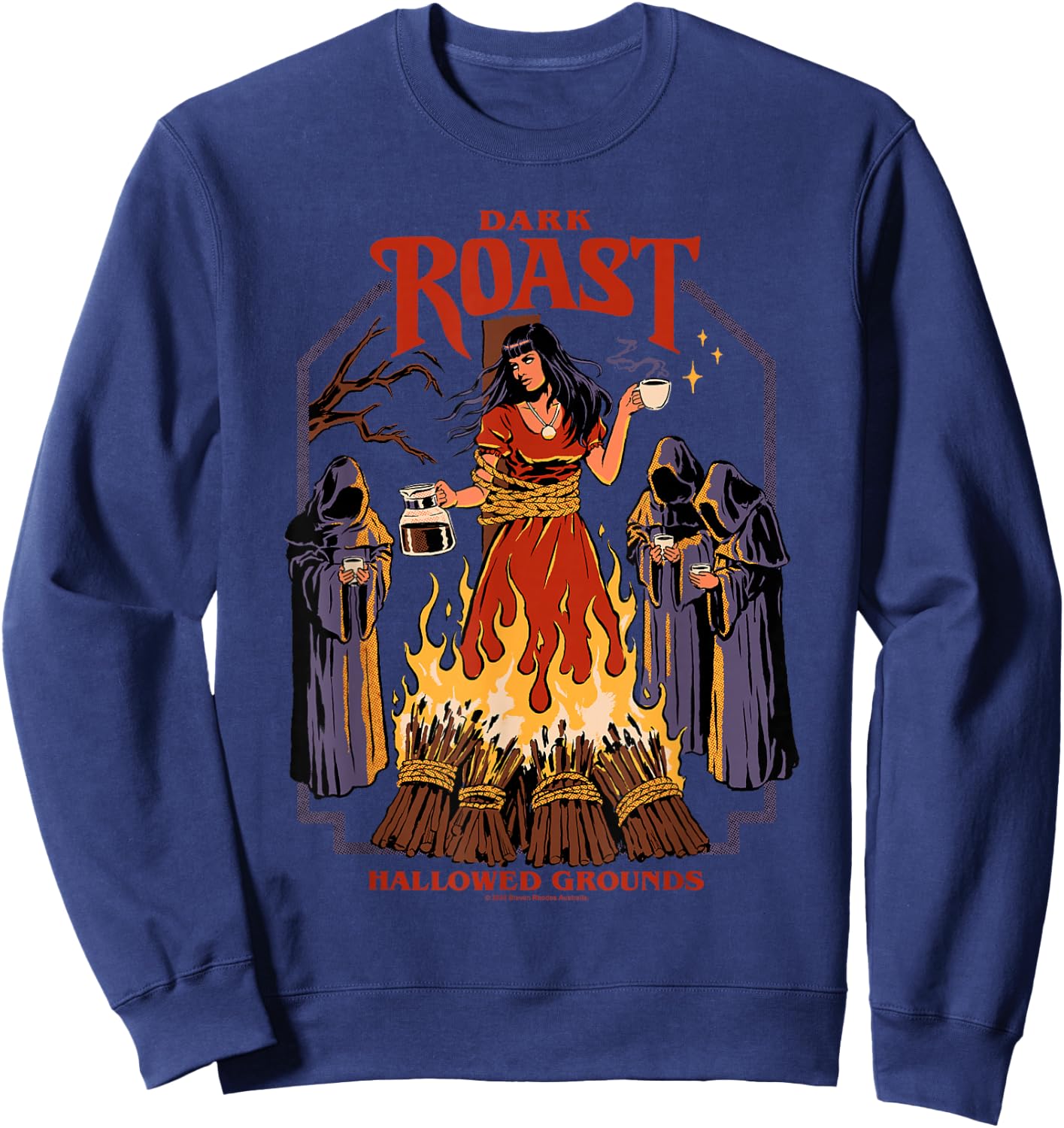 Dark Roast Coffee Witch Occult Retro Funny Adult Humor Sweatshirt - Sweatshirt | Navy