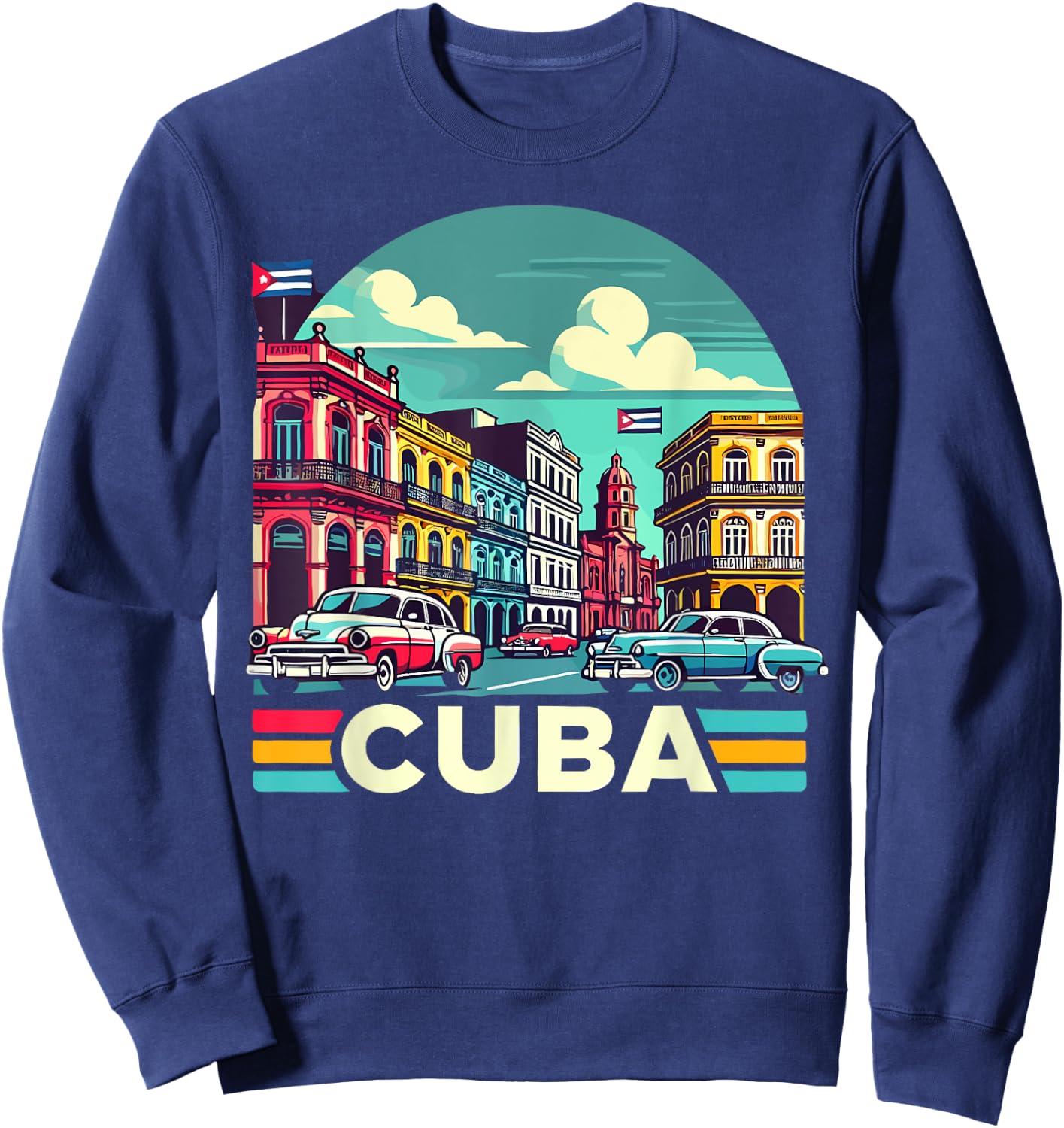 Cuba Women's Love Cuba Flag Design Cuban Roots Sweatshirt - Sweatshirt | Navy