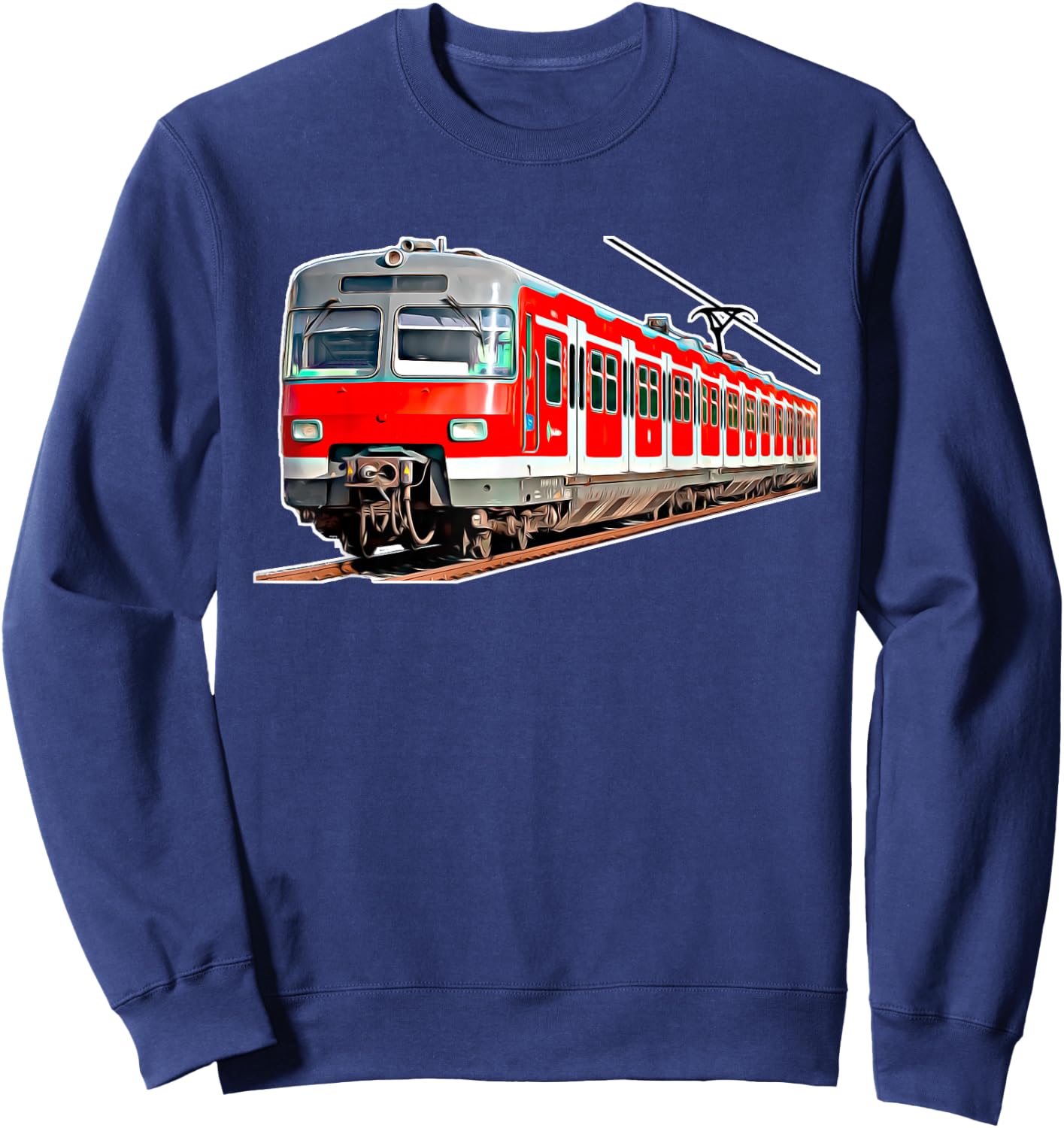 with German Text "Driftzug Bahn Railenverkehr" ("Travel Train Railway"), black Sweatshirt - Sweatshirt | Navy