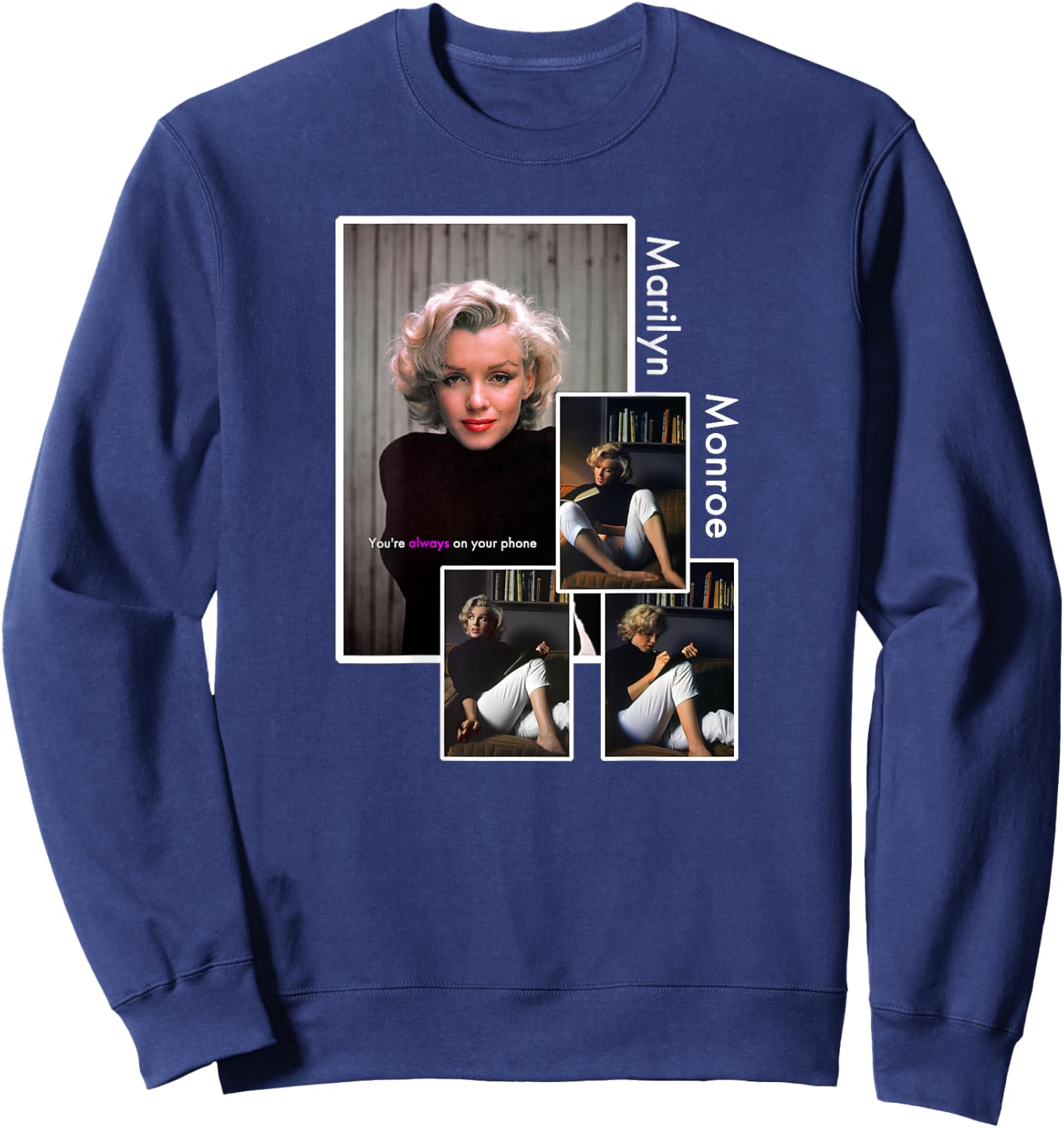 Marilyn Monroe_021_Back Printed , Black, S Sweatshirt - Sweatshirt | Navy