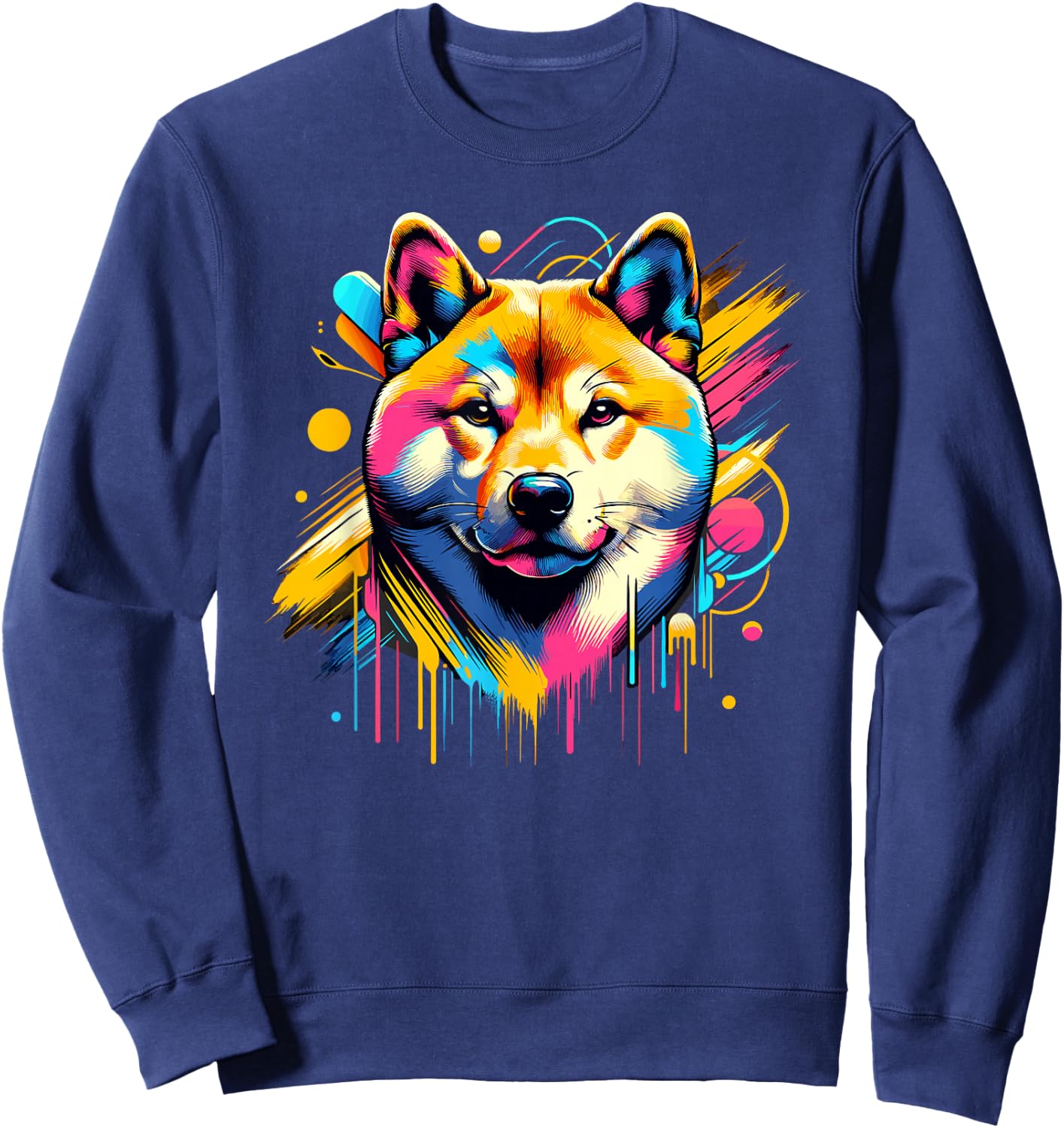 Splash Art Japanese Shiba Inu , Black, S Sweatshirt - Sweatshirt | Navy