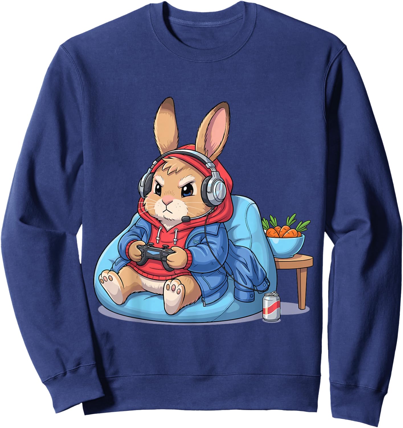Gamer Bunny Rabbit Video Game Funny Shirts Women Sweatshirt - Sweatshirt | Navy