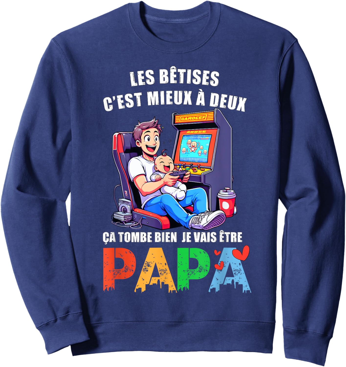 Man Dad 2025 Announcement Pregnancy Original Humor Future Dad Gamer , Black, S Sweatshirt - Sweatshirt | Navy