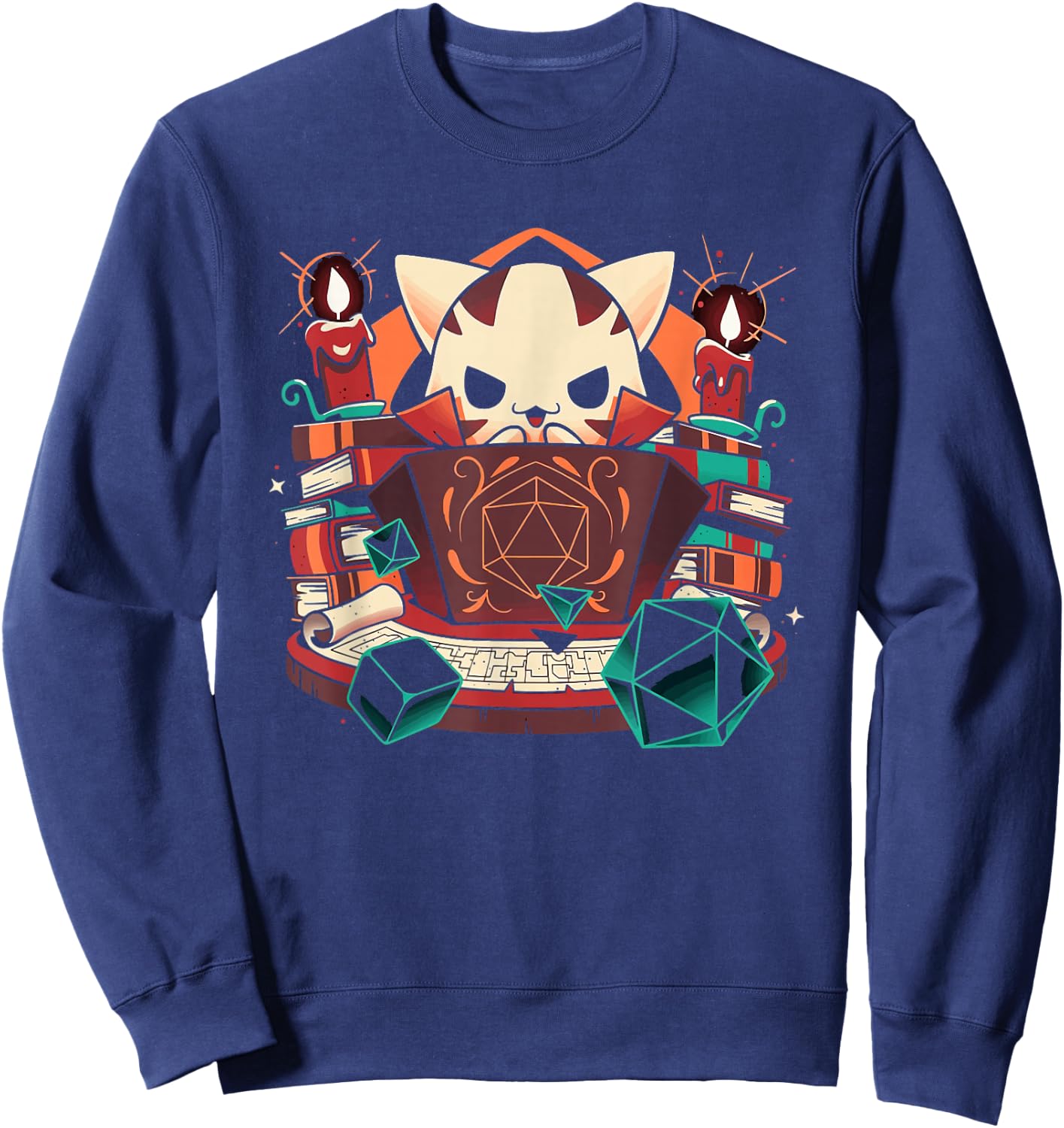 Dungeon and Cats Tabletop Gaming Role Player Sweatshirt - Sweatshirt | Navy