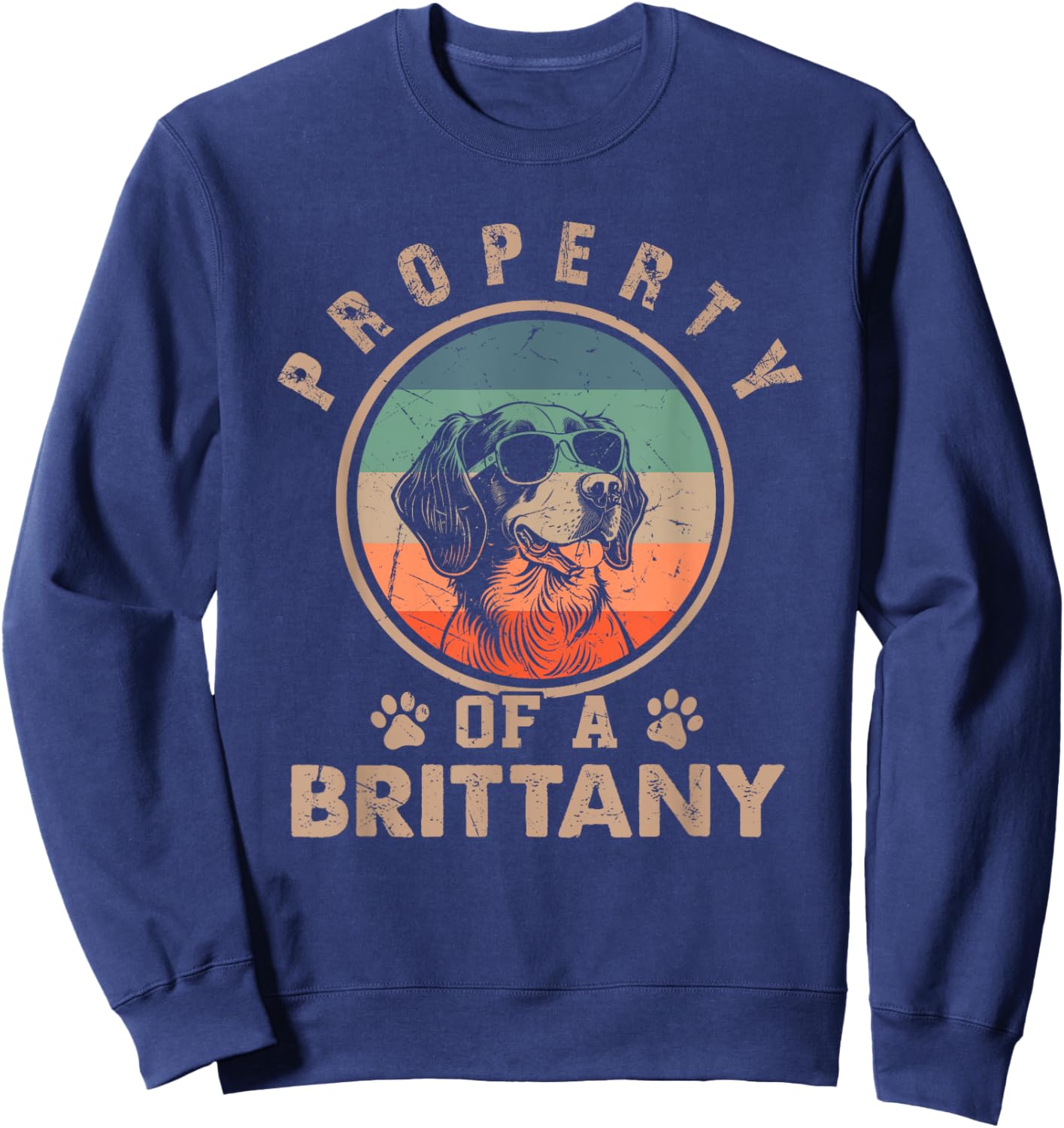 Property Of A Brittany Gifts Funny Brittany Dog Lover Owner Sweatshirt - Sweatshirt | Navy