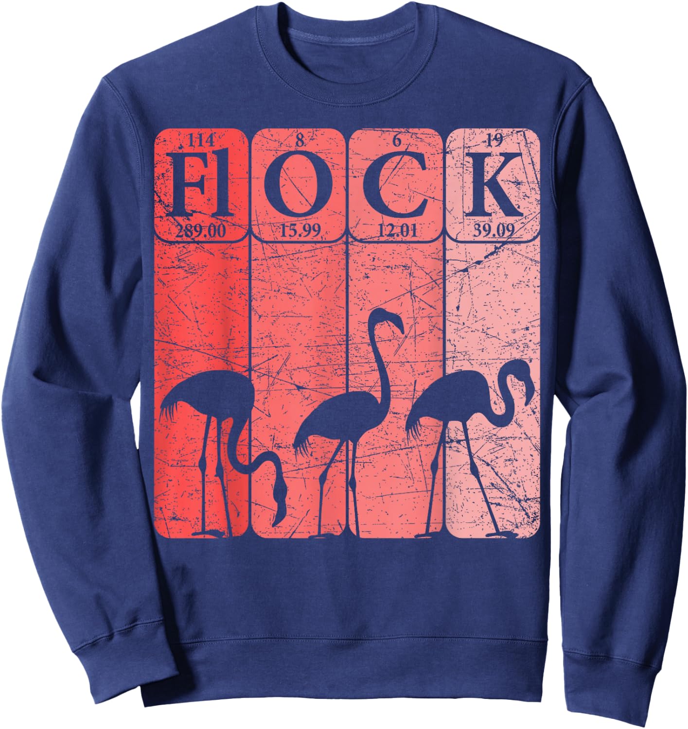 Pink Flamingo Periodic Table Elements Flamingo Flock Retro Sweatshirt - Sweatshirt | Navy