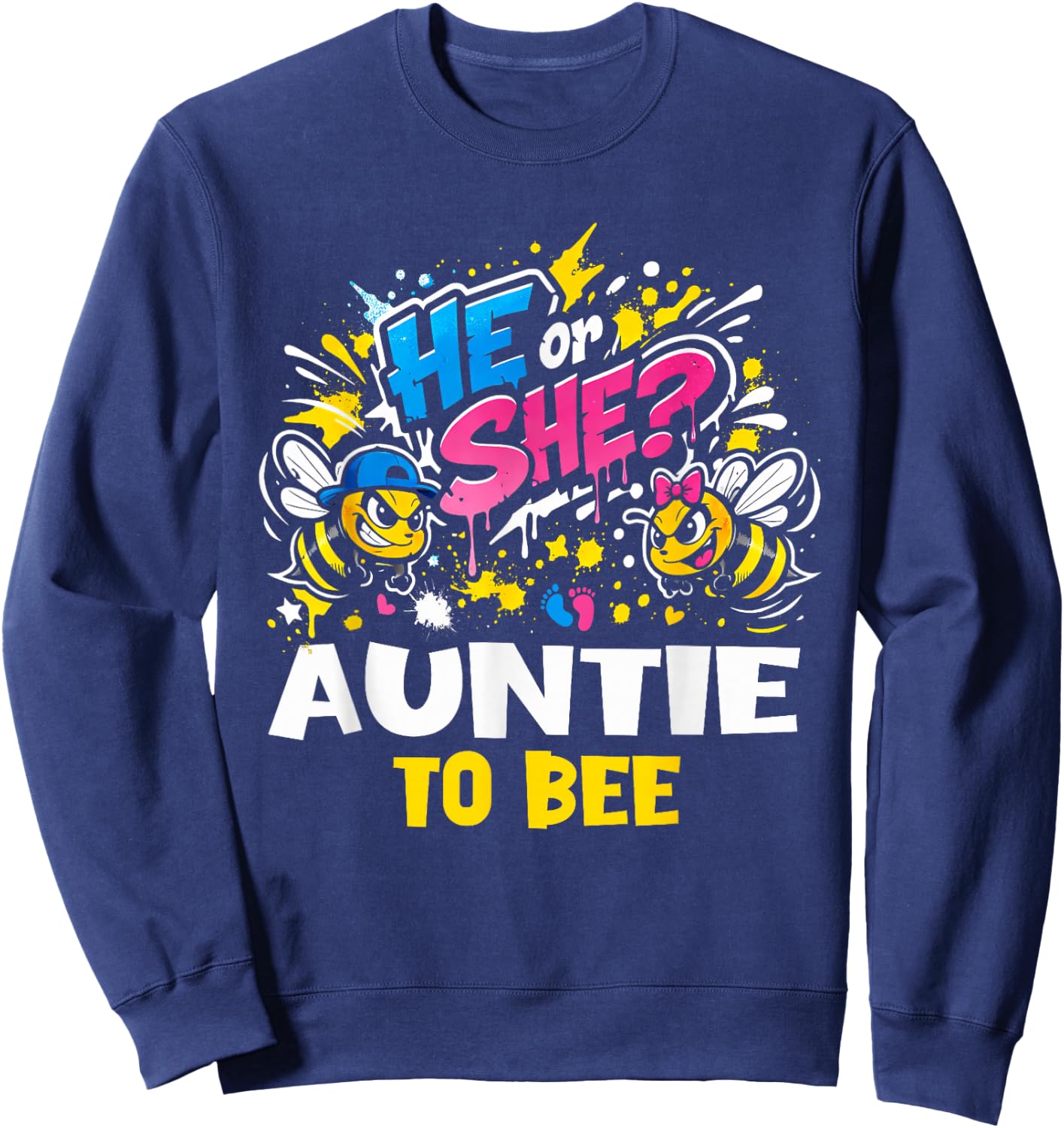 He Or She Auntie to Bee Gender Reveal Baby Sweatshirt - Sweatshirt | Navy