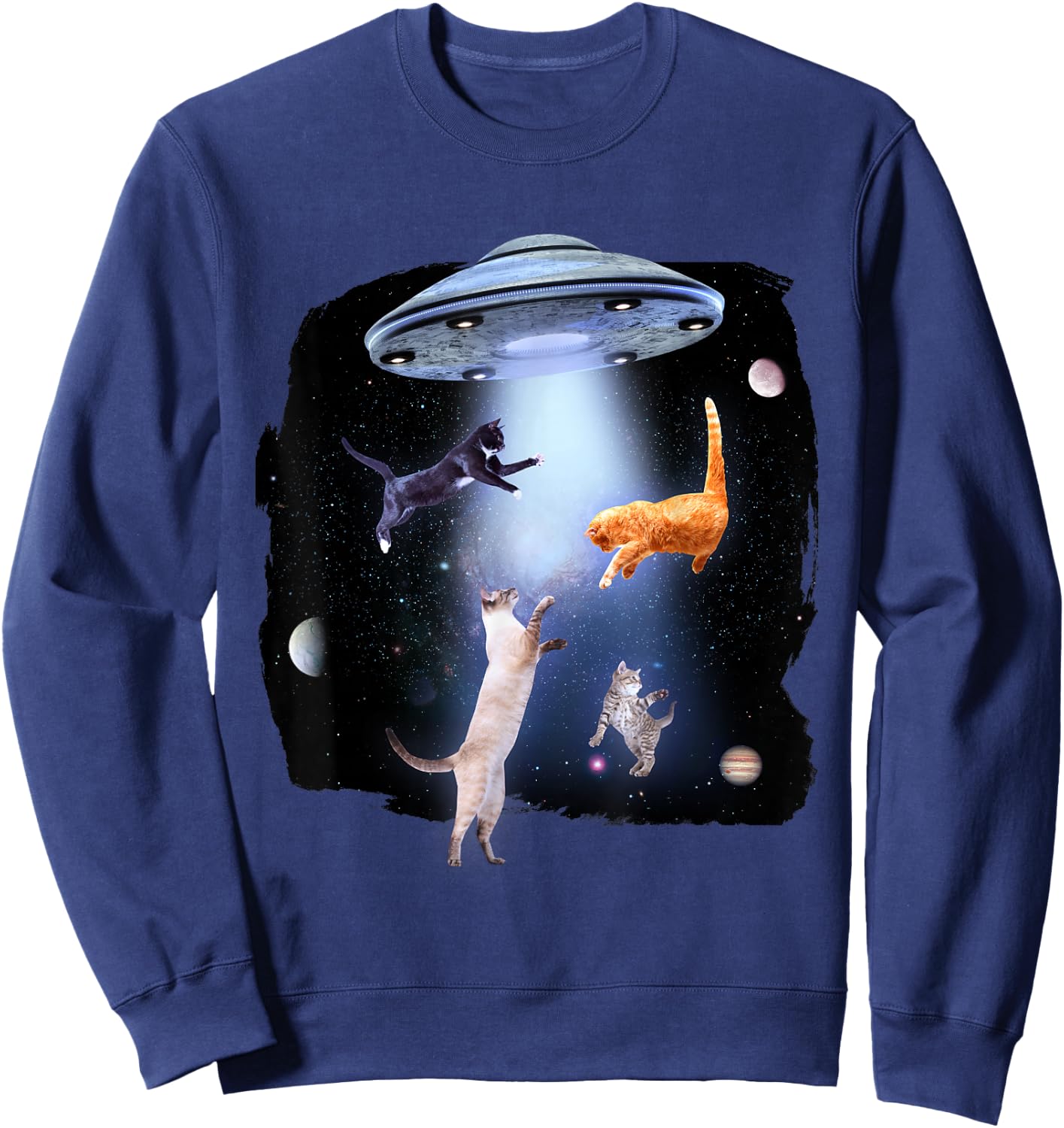 @n!mal Katze Lustig Katzenmotiv Katze Damen, -Erwachsene, Herren Schwarz S Standardlänge Klassische Passform Kurzarm Tierdruck Casual Freizeit Katze Sweatshirt - Sweatshirt | Navy