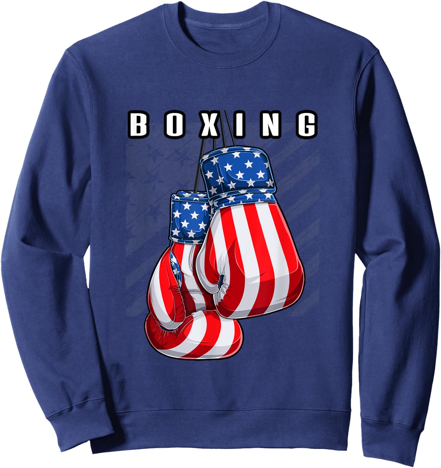 Boxing USA American Flag Boxing Gloves Sweatshirt - Sweatshirt | Navy