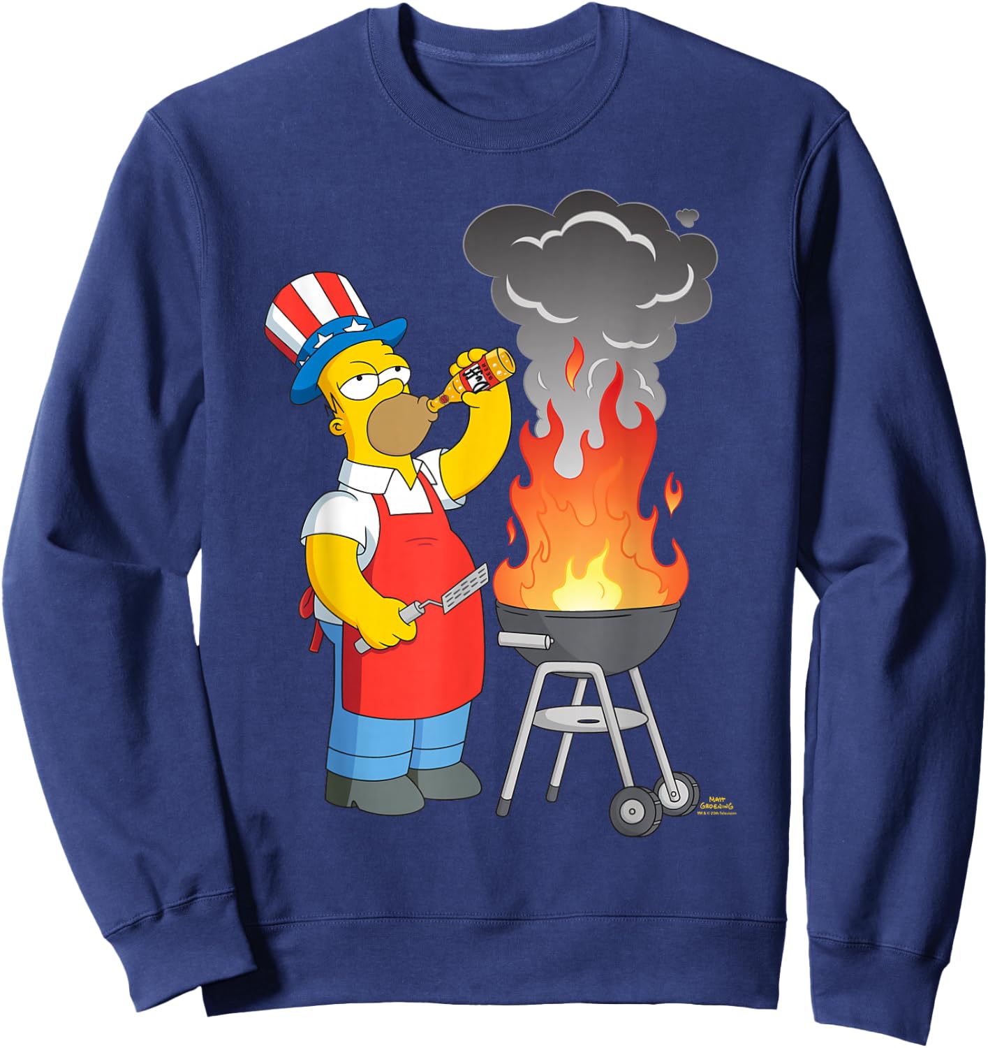 The Simpsons Homer Simpson 4th of July Beer & BBQ Cookout Sweatshirt - Sweatshirt | Navy