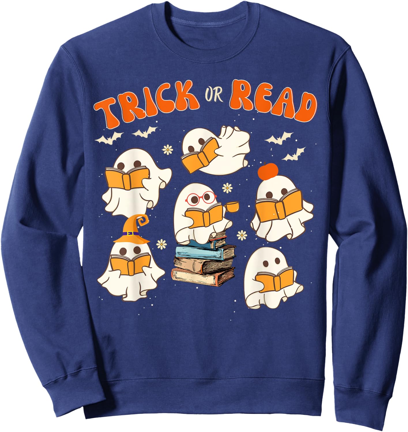 Halloween Boo Book Lovers Librarian Teacher Library Costume Sweatshirt - Sweatshirt | Navy