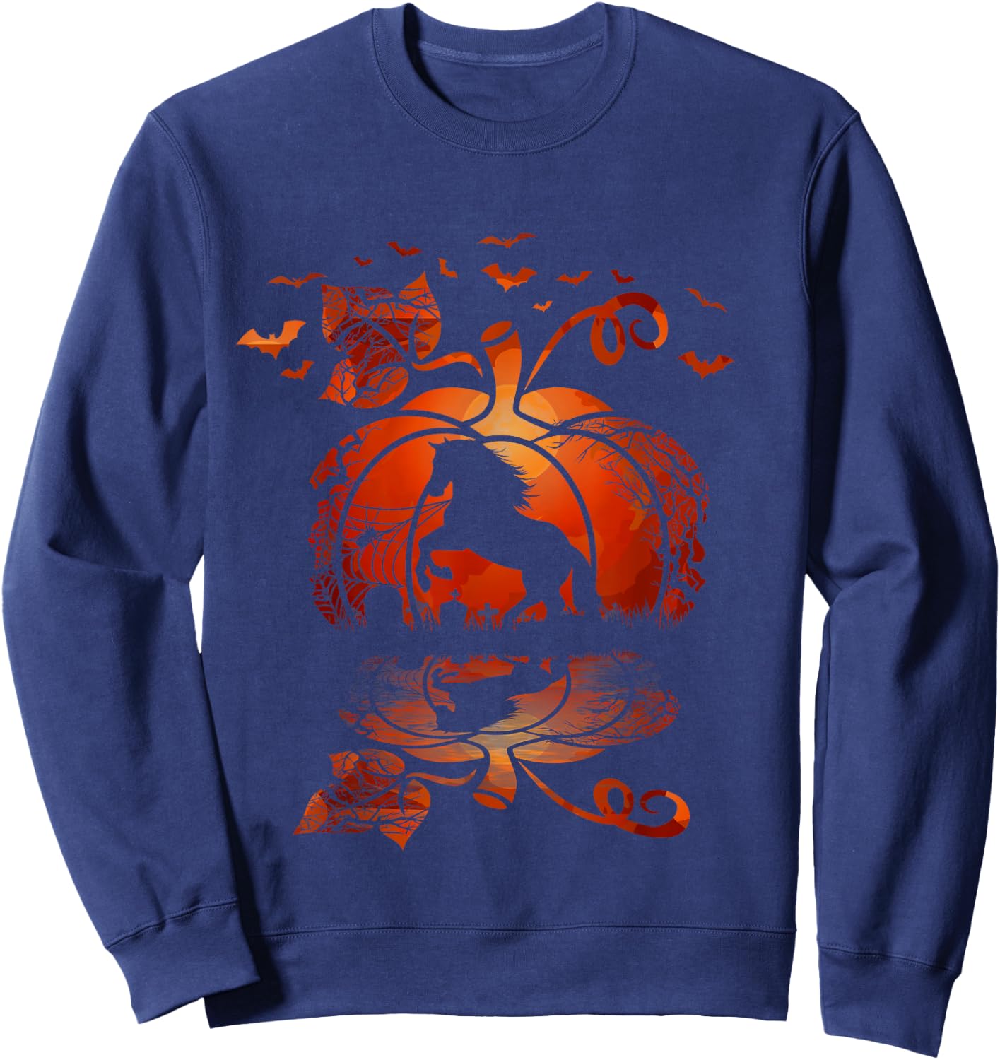 Fall Cute Horse In The Pumpkin Funny Halloween Autumn Happy Sweatshirt - Sweatshirt | Navy