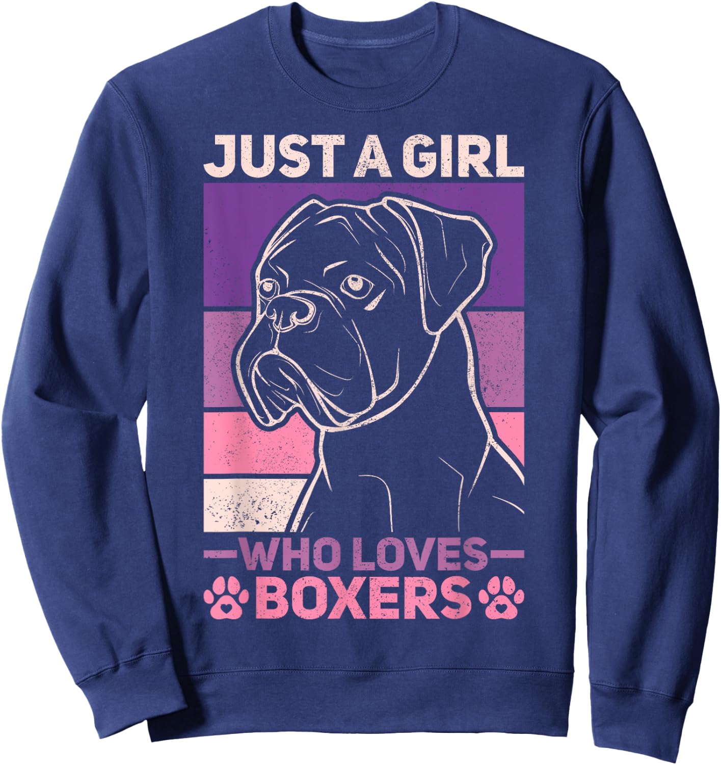 Dog Lover Owner Animal Vintage Just A Girl Who Loves Boxers Sweatshirt - Sweatshirt | Navy