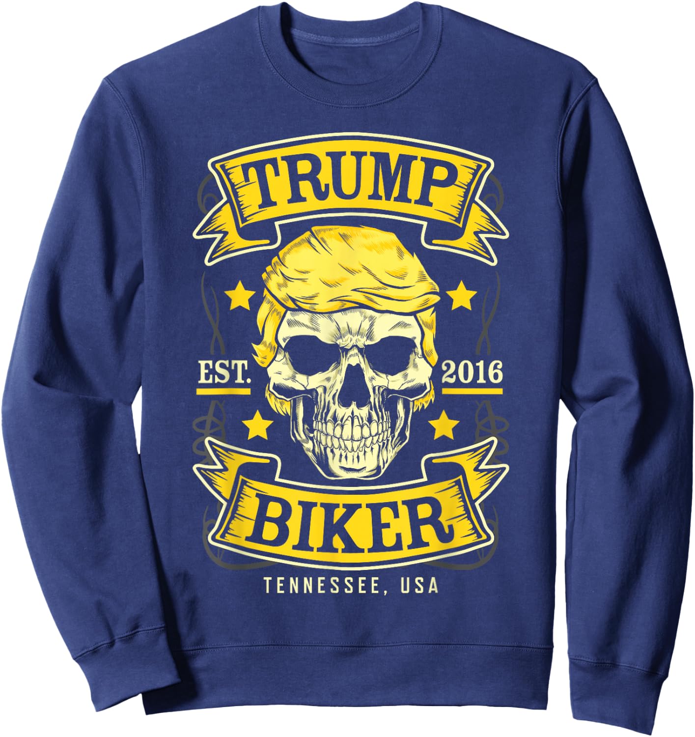 Trump Biker Tennessee USA Motorcycle Skull FRONT PRINT Sweatshirt - Sweatshirt | Navy