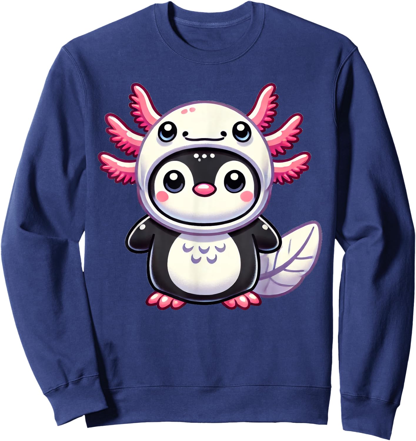 Kawaii Penguin Axolotl Costume Sweatshirt - Sweatshirt | Navy