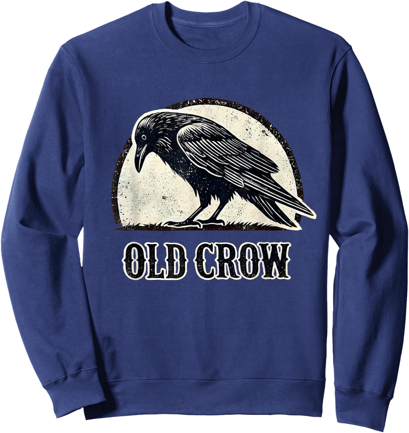 Old Crow Graphic , Small, Black Sweatshirt - Sweatshirt | Navy