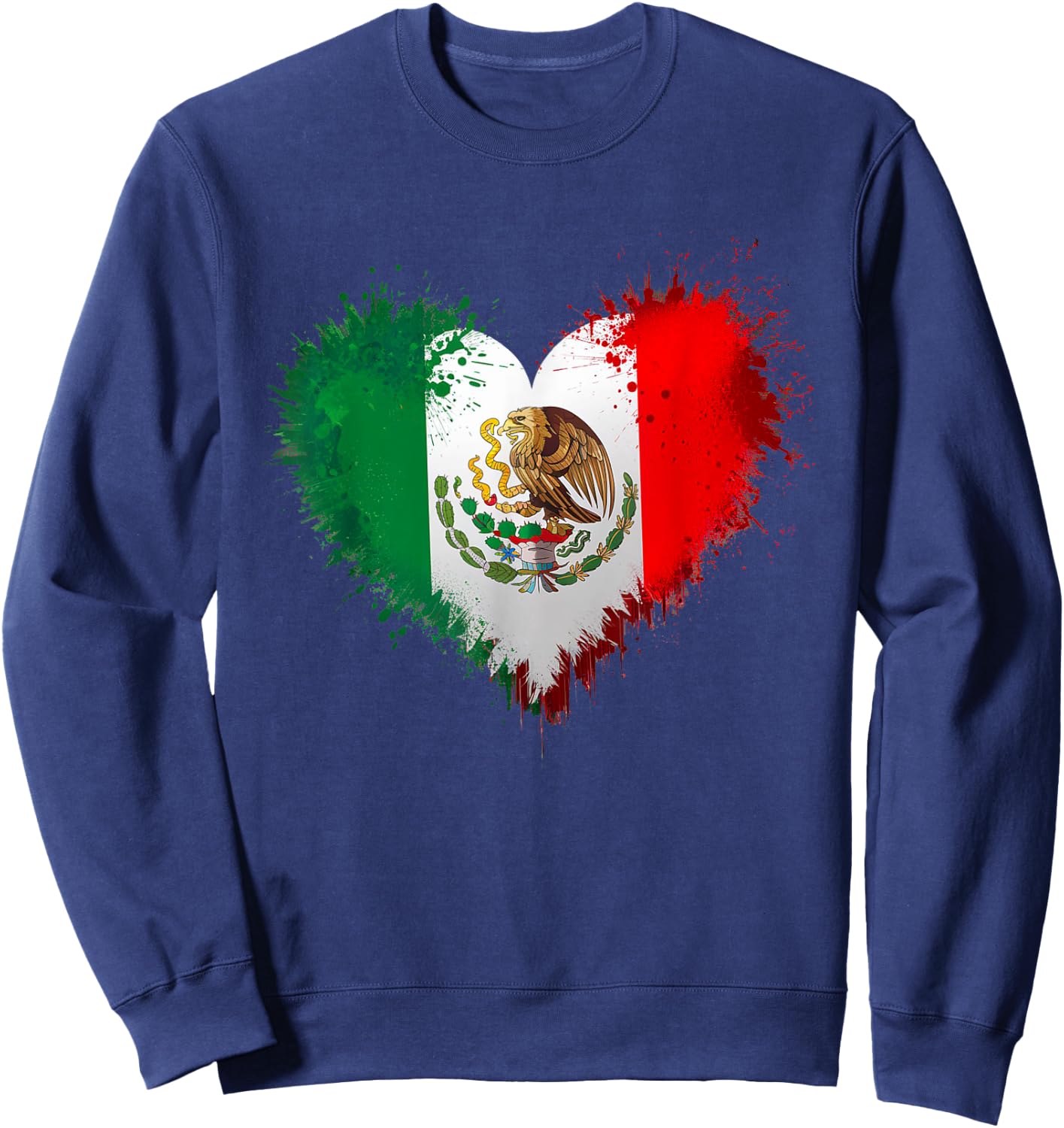 Mexico City Mexican Flag Heart - Independence Day Of Mexico Sweatshirt - Sweatshirt | Navy
