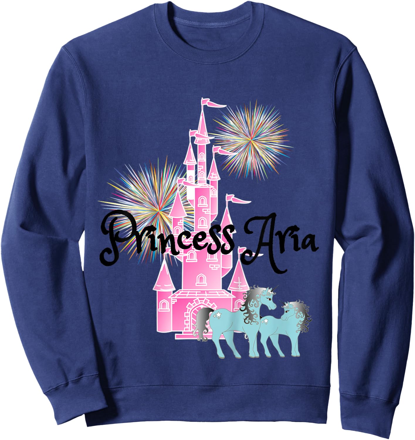 Kids Princess Aria Name Girls Personalized Custom Sweatshirt - Sweatshirt | Navy