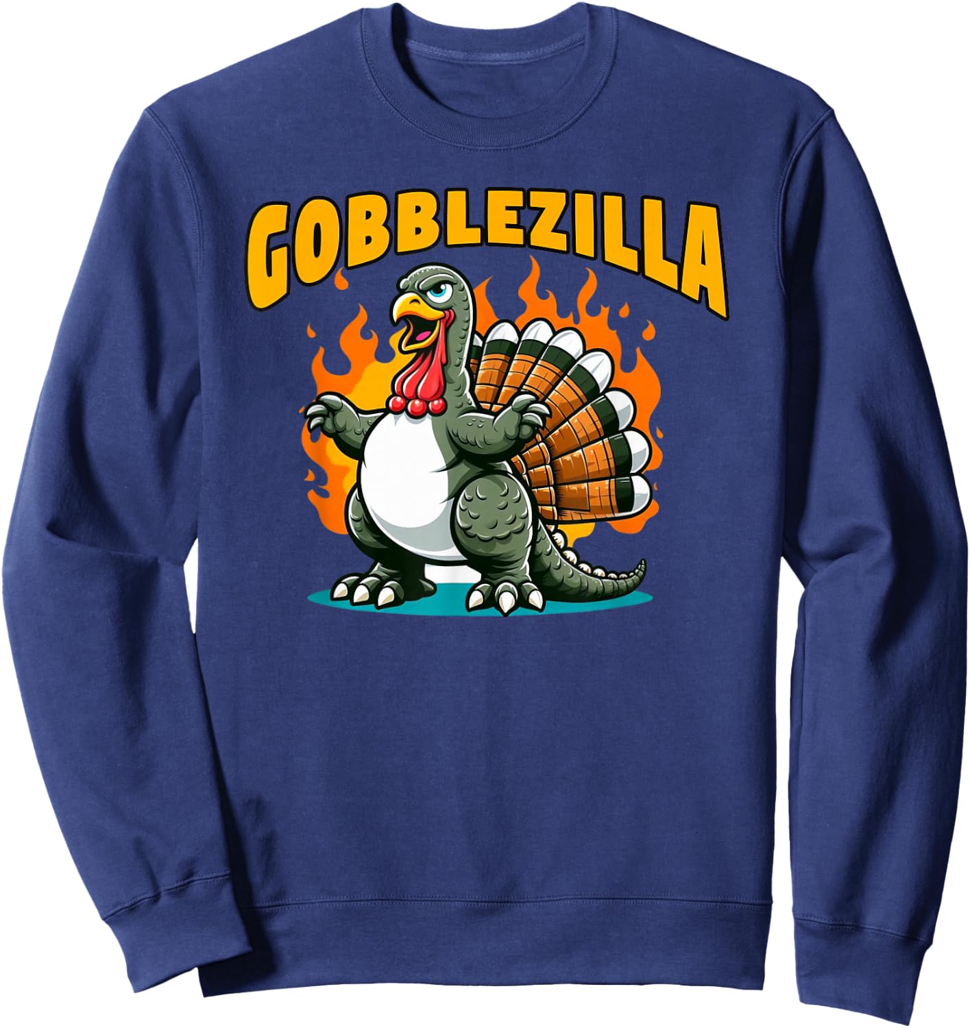 Turkey Thanksgiving Day Gobblezilla Sweatshirt - Sweatshirt | Navy