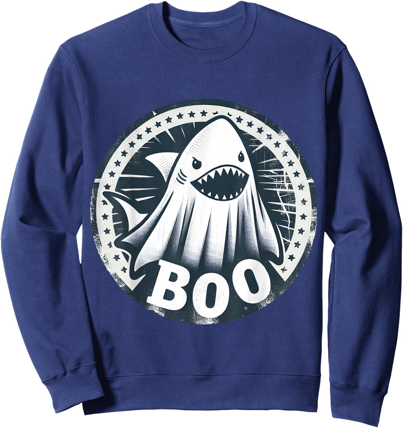 Boo Ghost Shark Funny Halloween Costume Sweatshirt - Sweatshirt | Navy