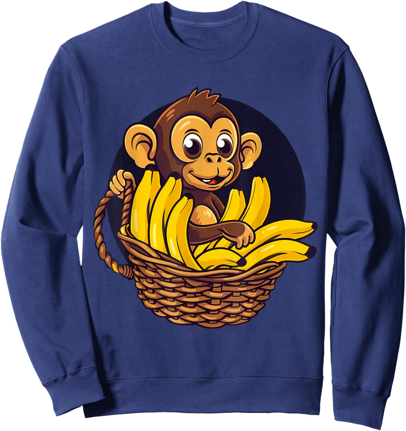Banana Monkey Cute Monkey Drawing Bananas Fruit Artwork Sweatshirt - Sweatshirt | Navy