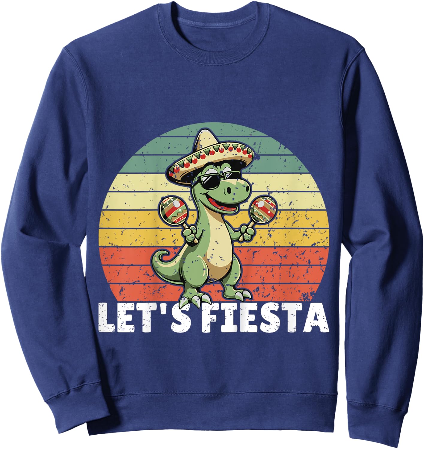 Kids Let’s Fiesta Mexican Dino Cinco De Mayo Toddler Boys Sweatshirt - Sweatshirt | Navy