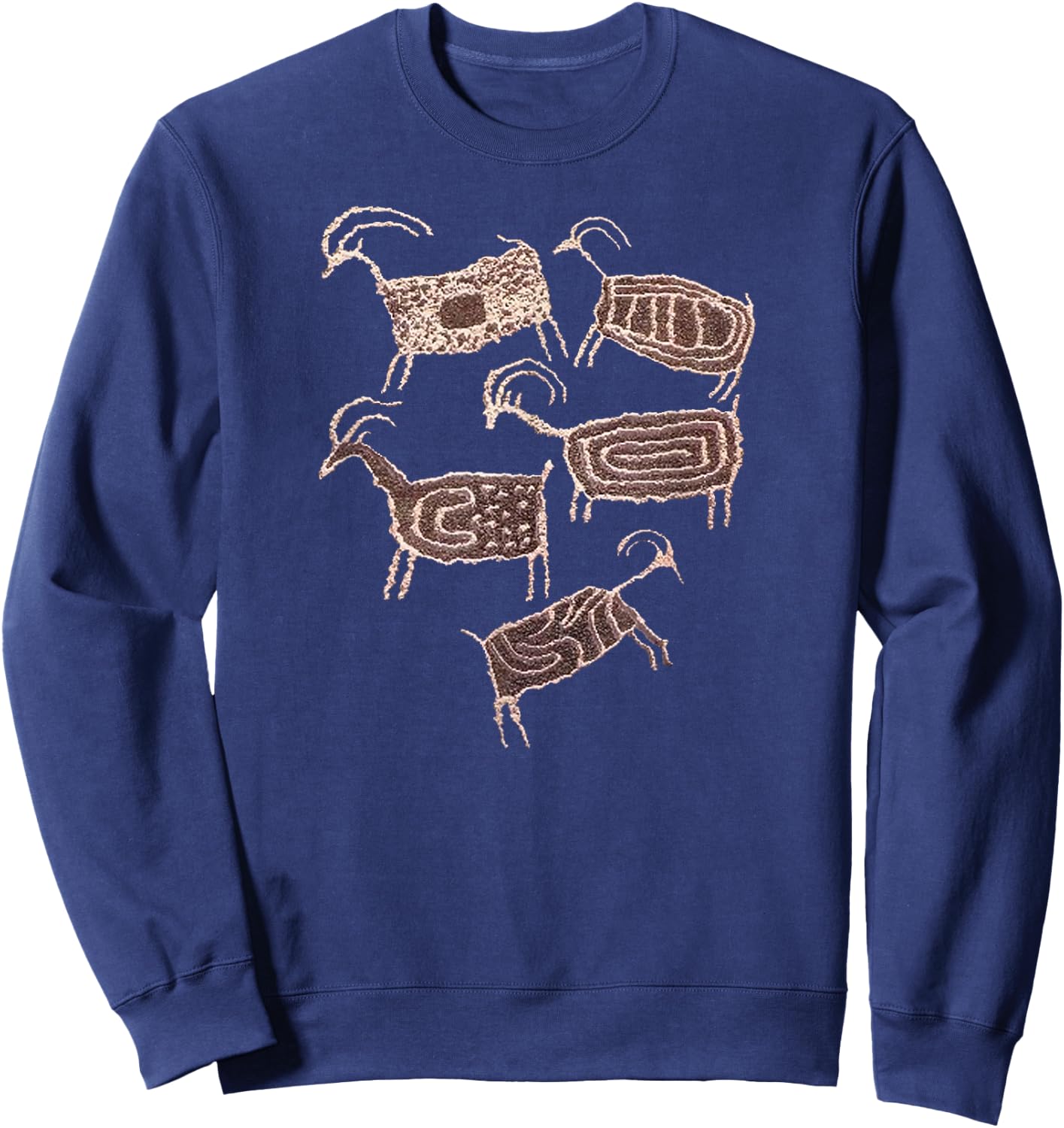 Petroglyphs. Rock Art. Five Patterned Bighorn Ram Sheep. Sweatshirt - Sweatshirt | Navy